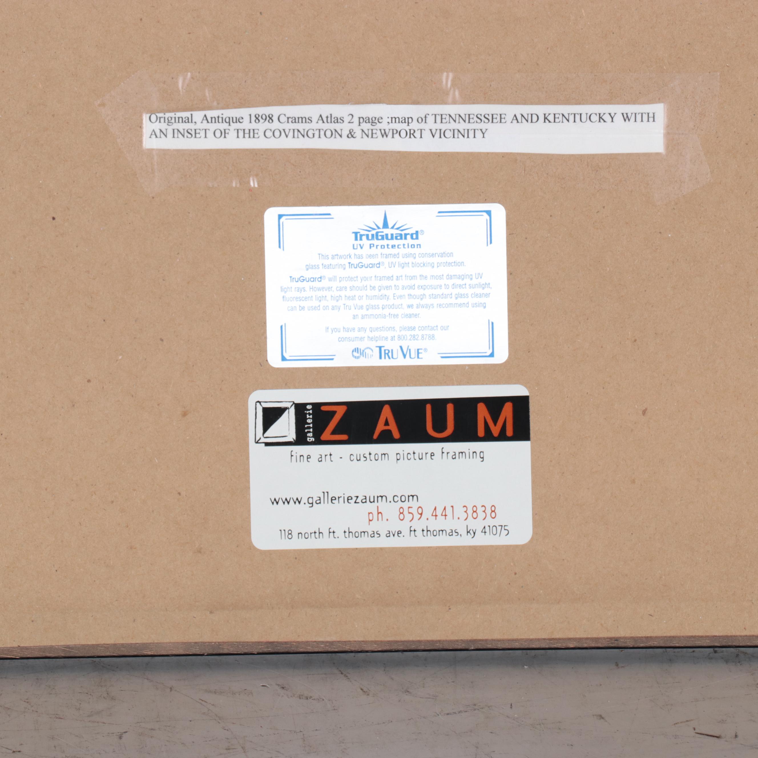 George F. Cram Wax Engraved Map of Kentucky, Circa 1898