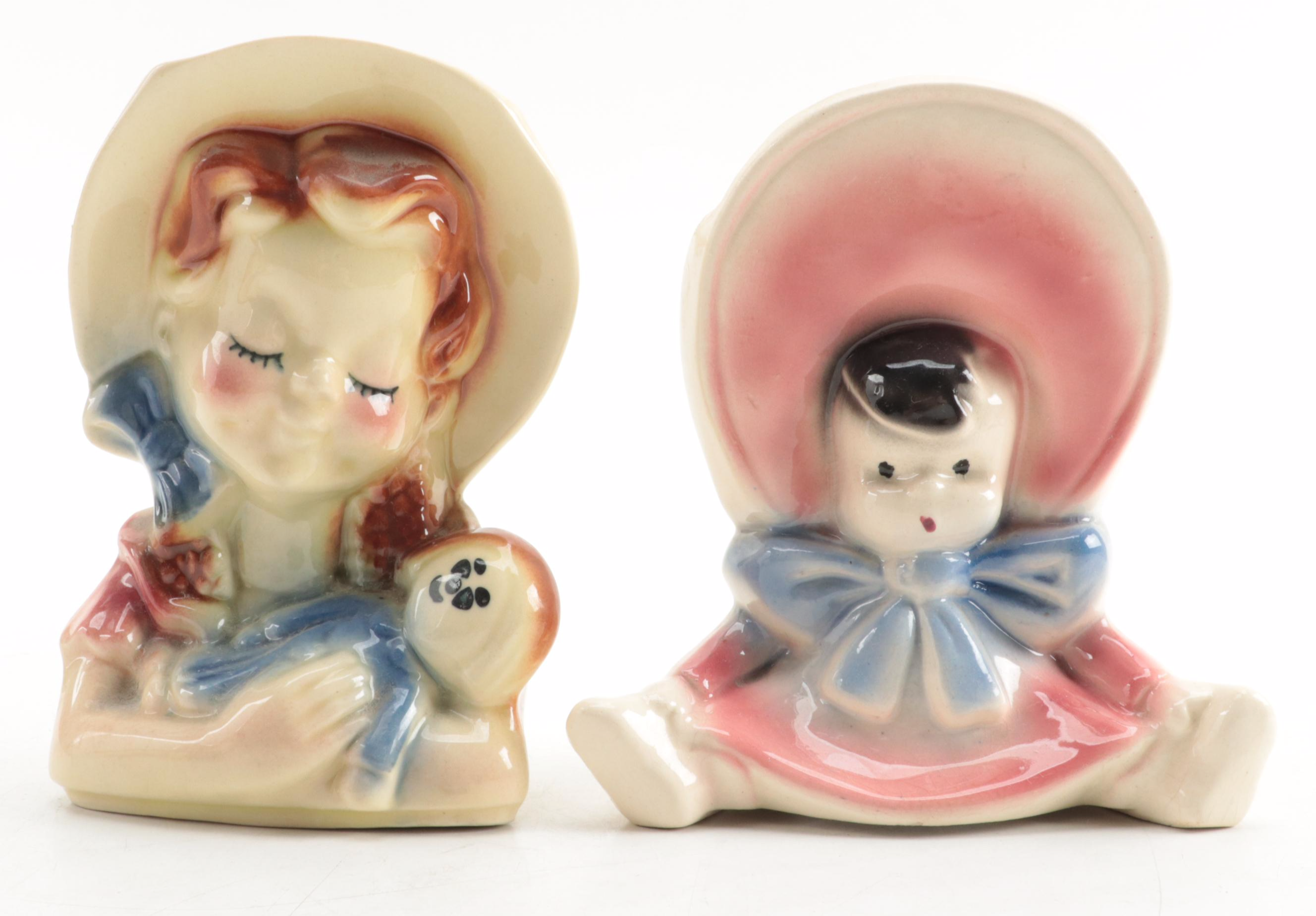 Japanese and Other Ceramic Wall Pockets and String Holder, Mid-20th Century