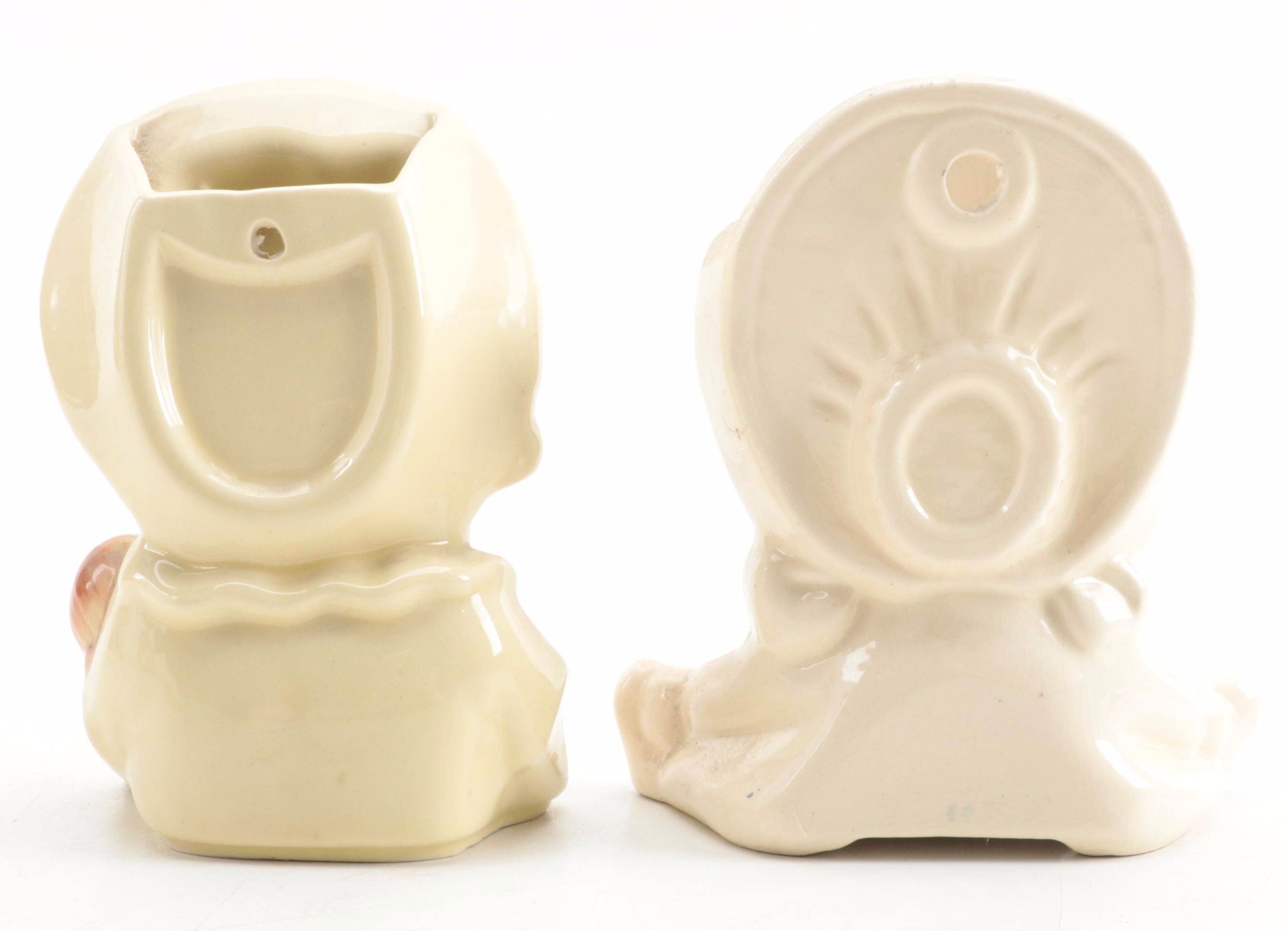 Japanese and Other Ceramic Wall Pockets and String Holder, Mid-20th Century