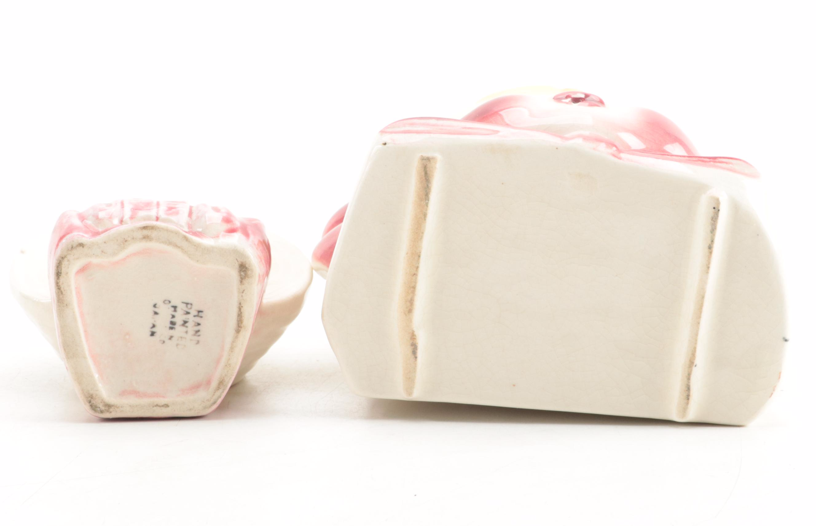 Japanese and Other Ceramic Wall Pockets and String Holder, Mid-20th Century