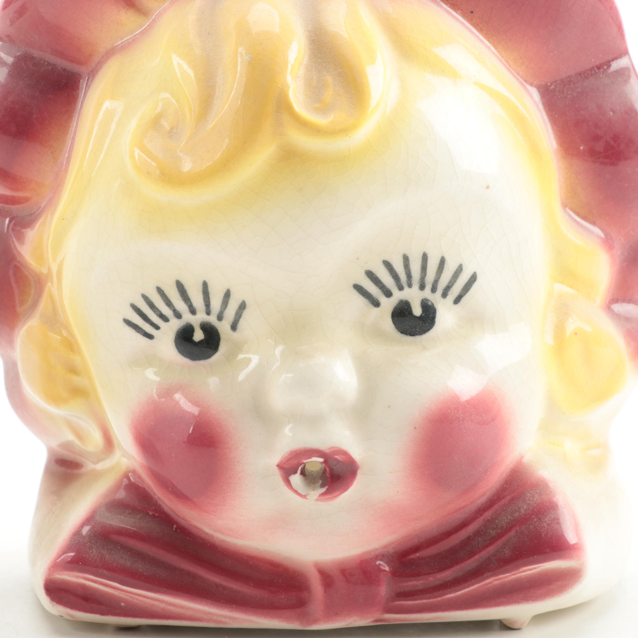 Japanese and Other Ceramic Wall Pockets and String Holder, Mid-20th Century