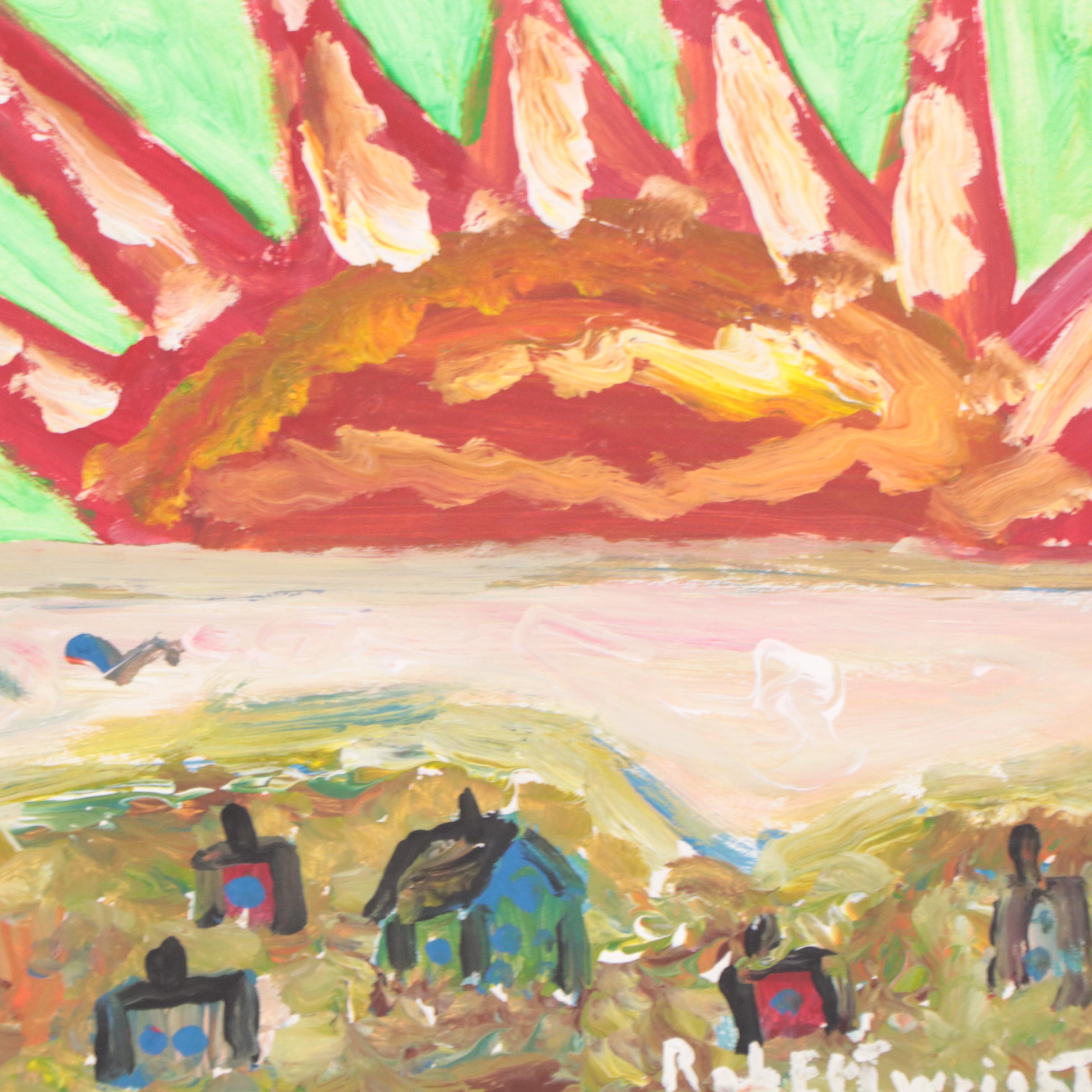 Robert Wright Abstract Acrylic Painting, Circa 2000