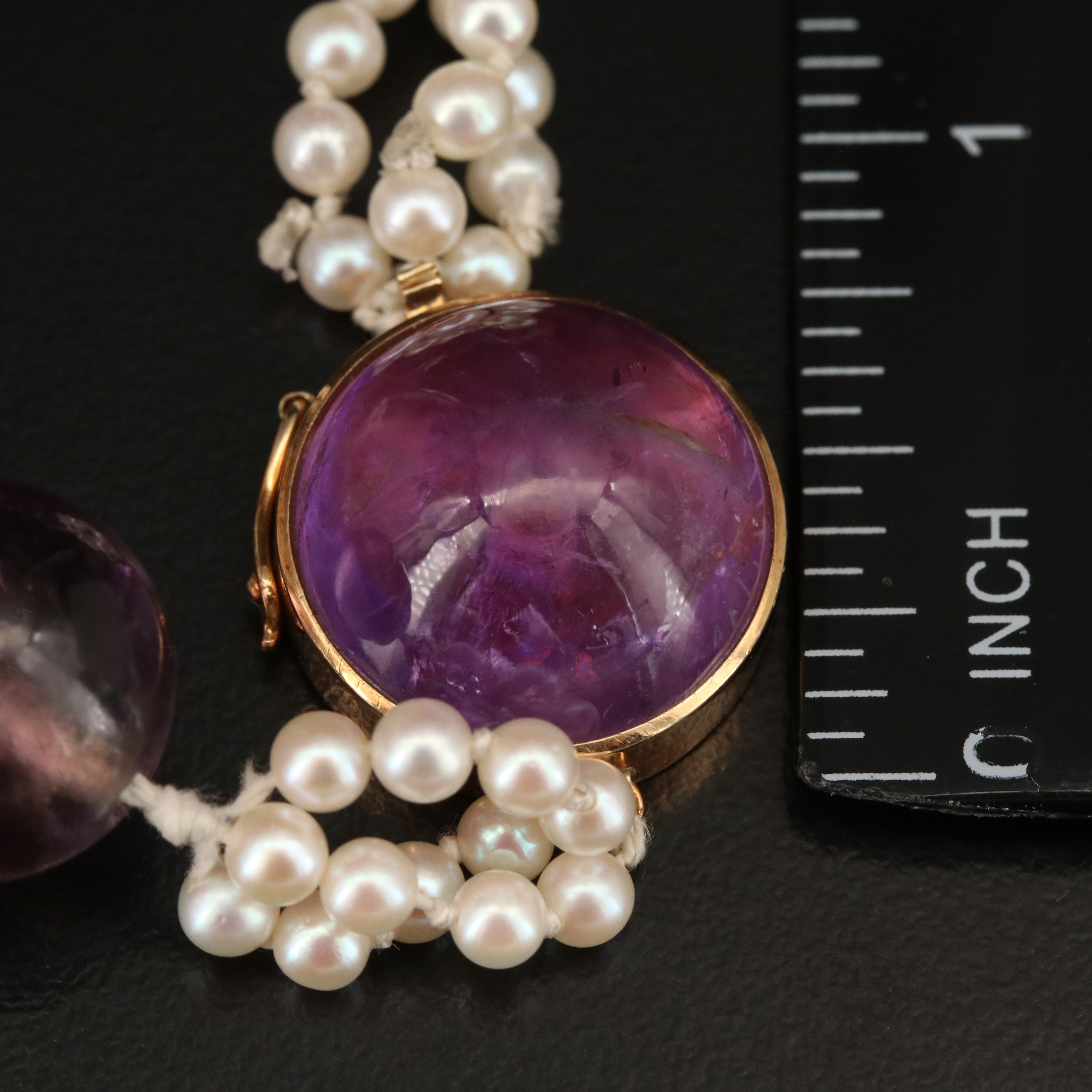 Vintage 14K Amethyst and Pearl Bead Bracelet