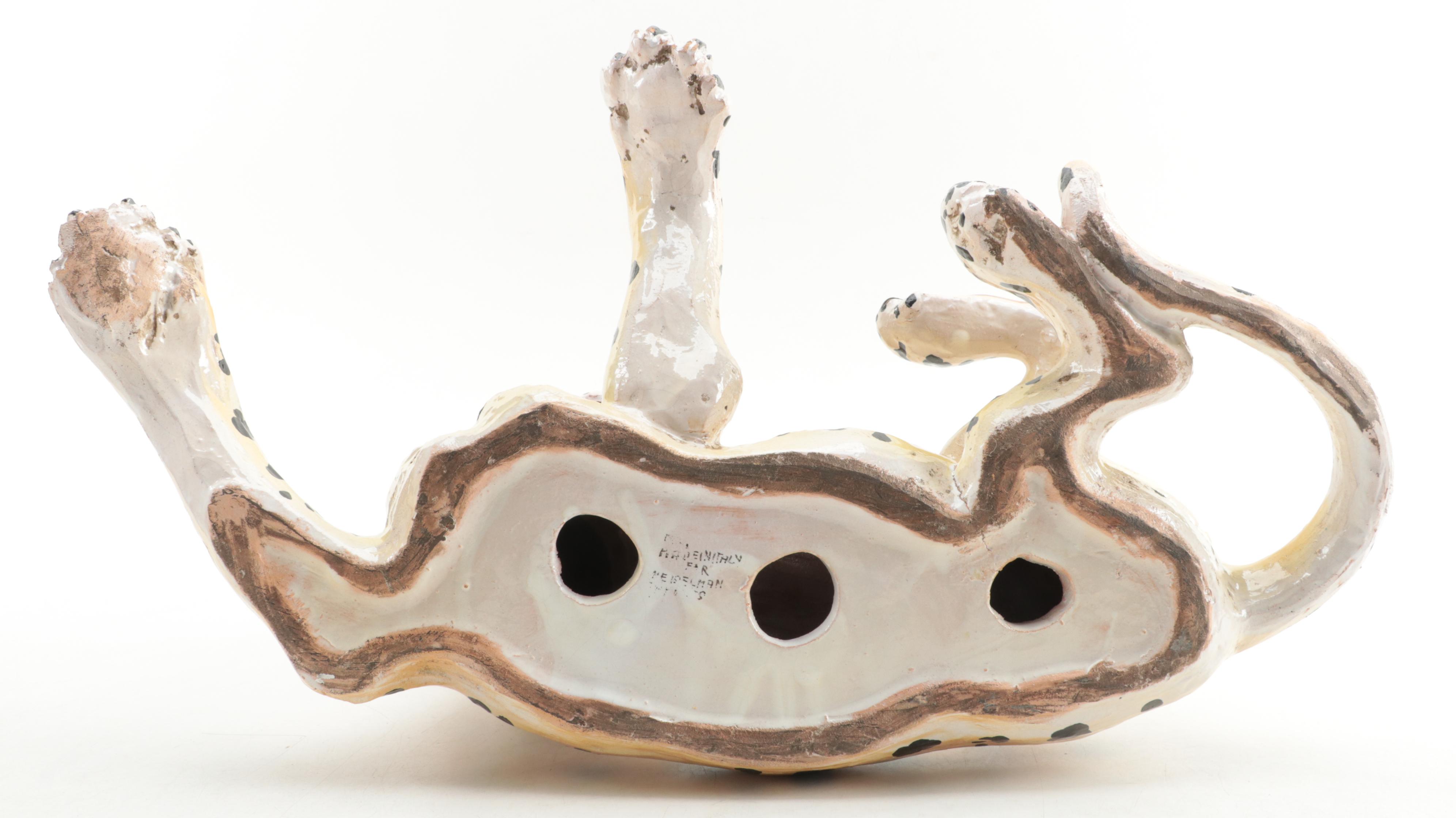 Italian Hand-Painted Ceramic Leopard Figurine