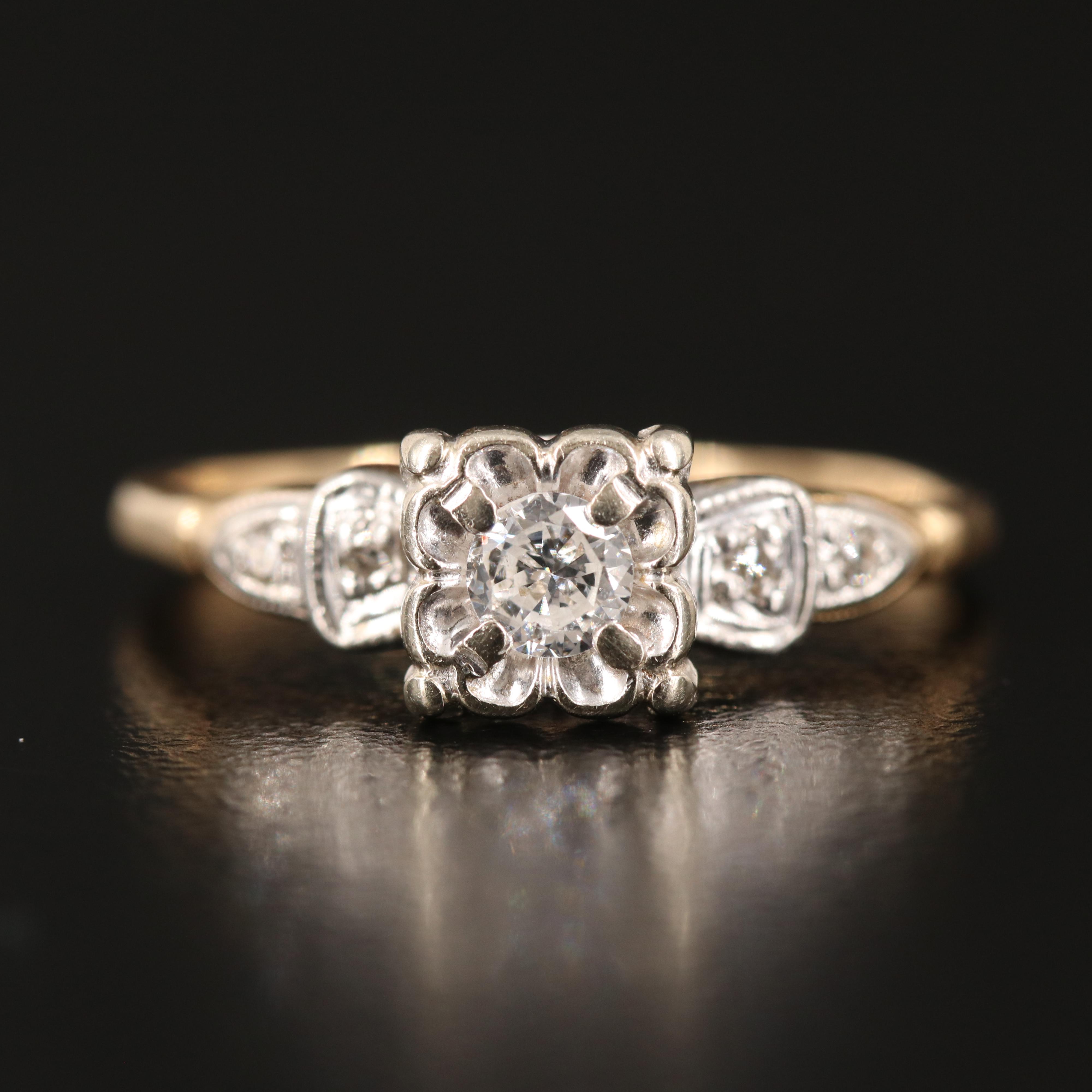 Vintage 14K 0.20 CTW Diamond Ring