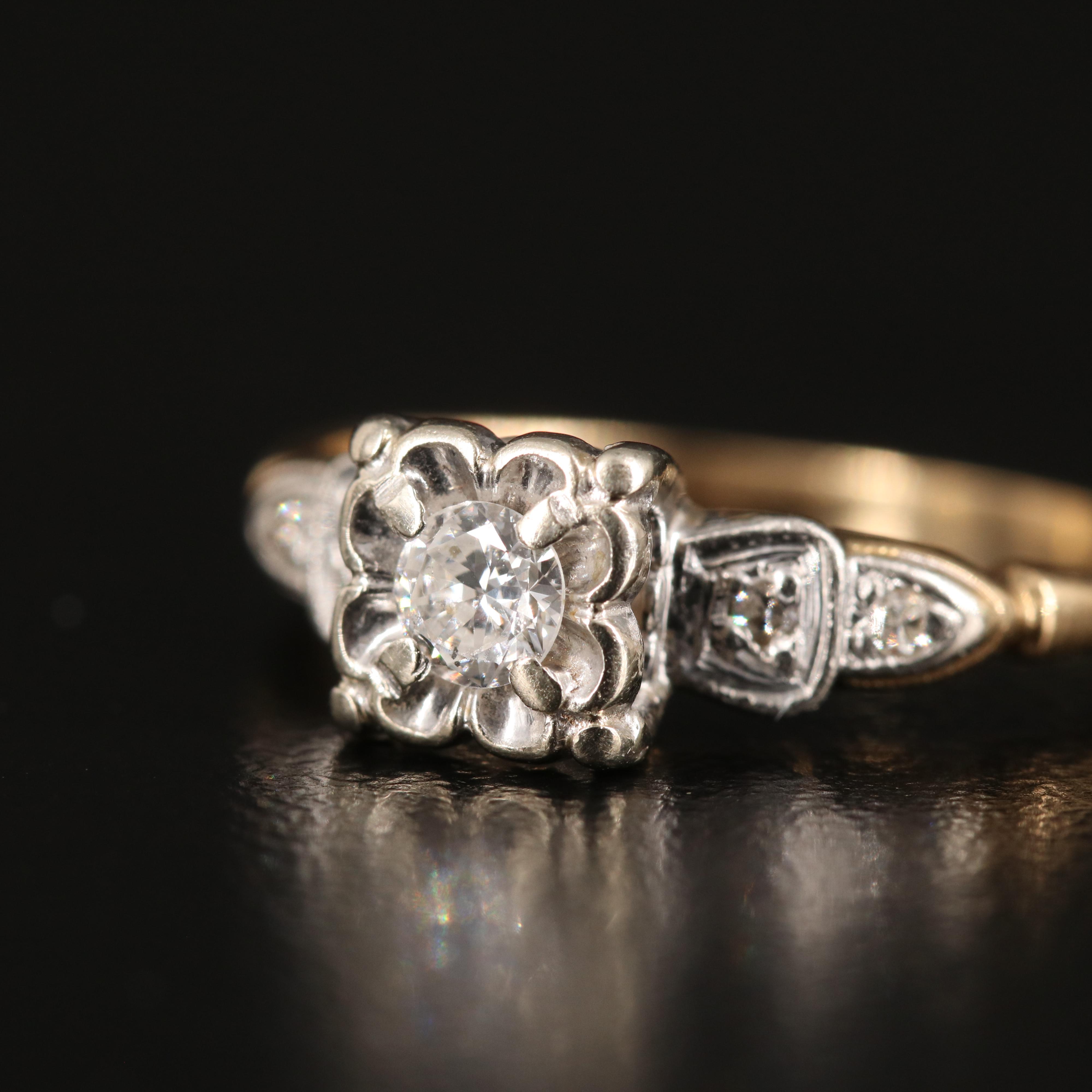 Vintage 14K 0.20 CTW Diamond Ring