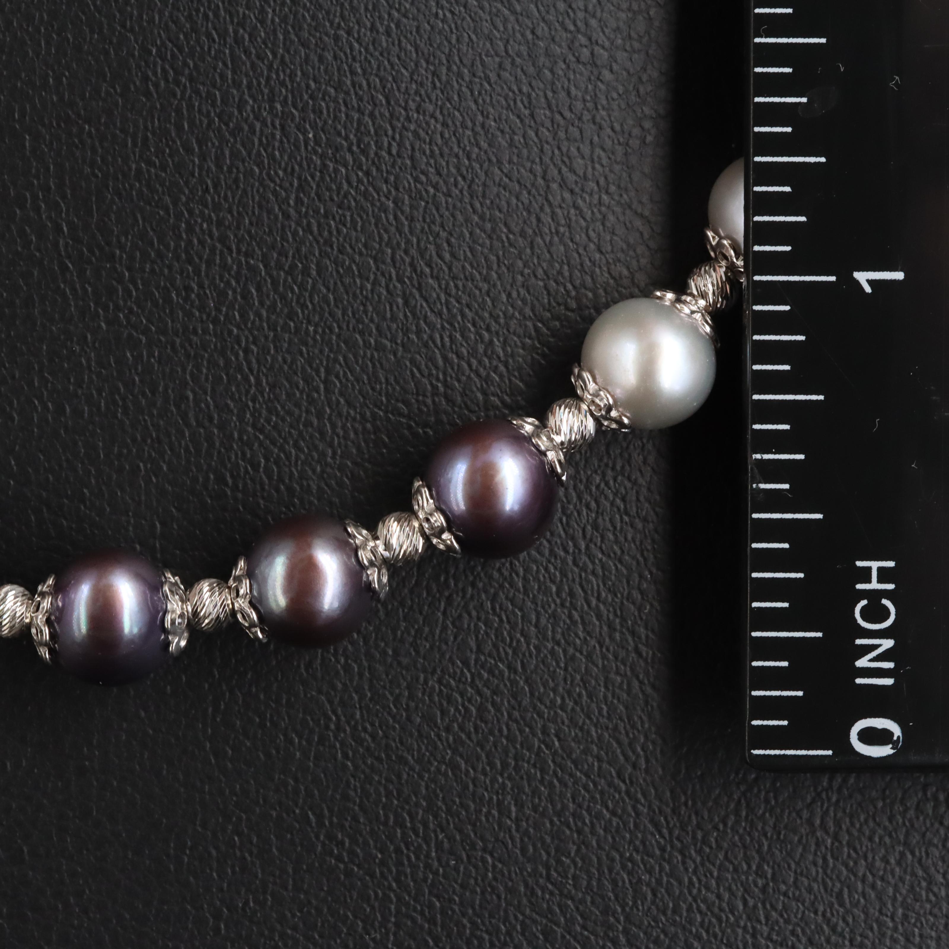 Sterling Tri-Color Pearl Necklace