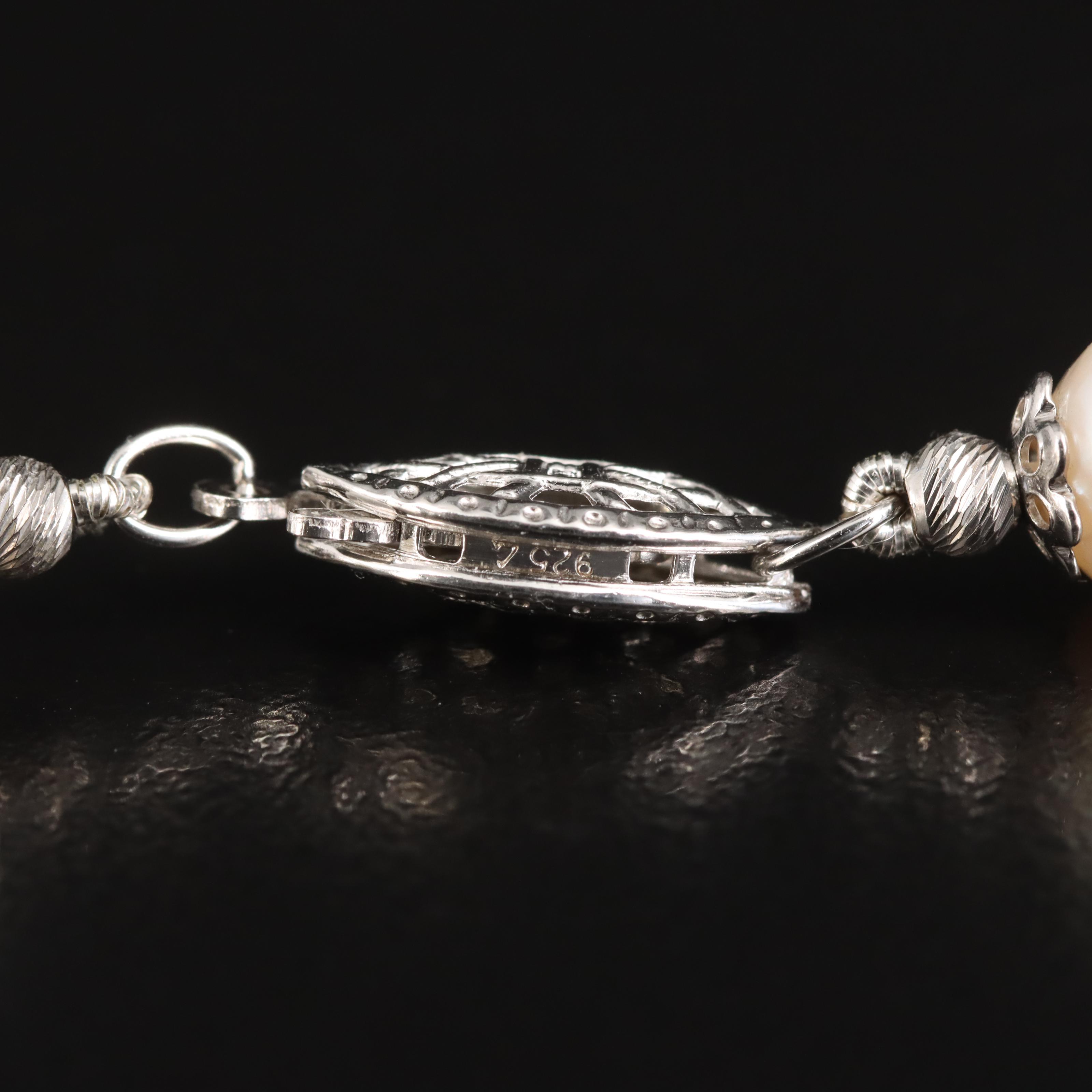 Sterling Tri-Color Pearl Necklace