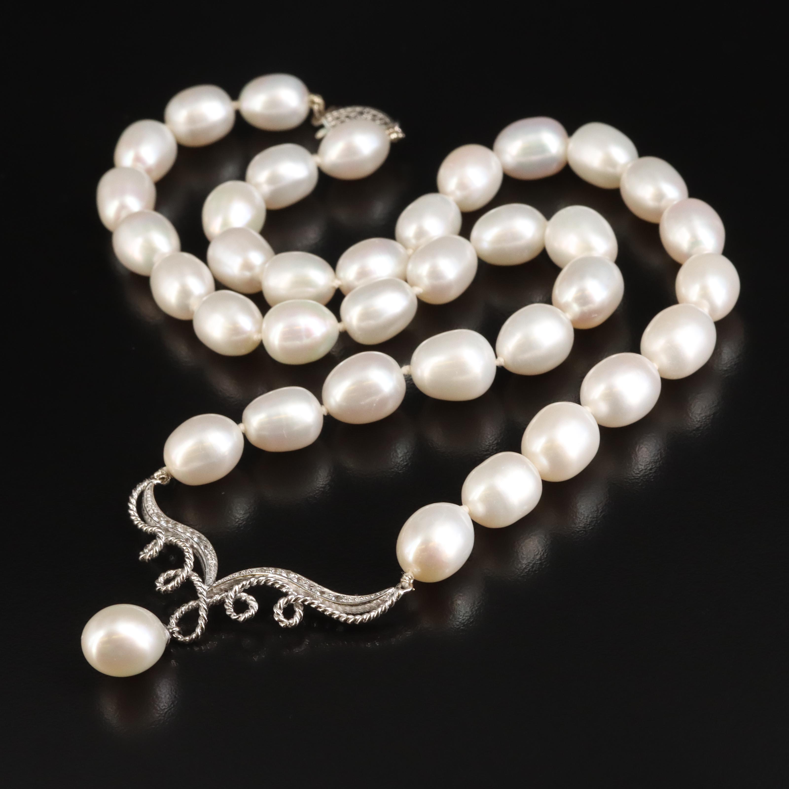 Sterling Pearl and Topaz Necklace
