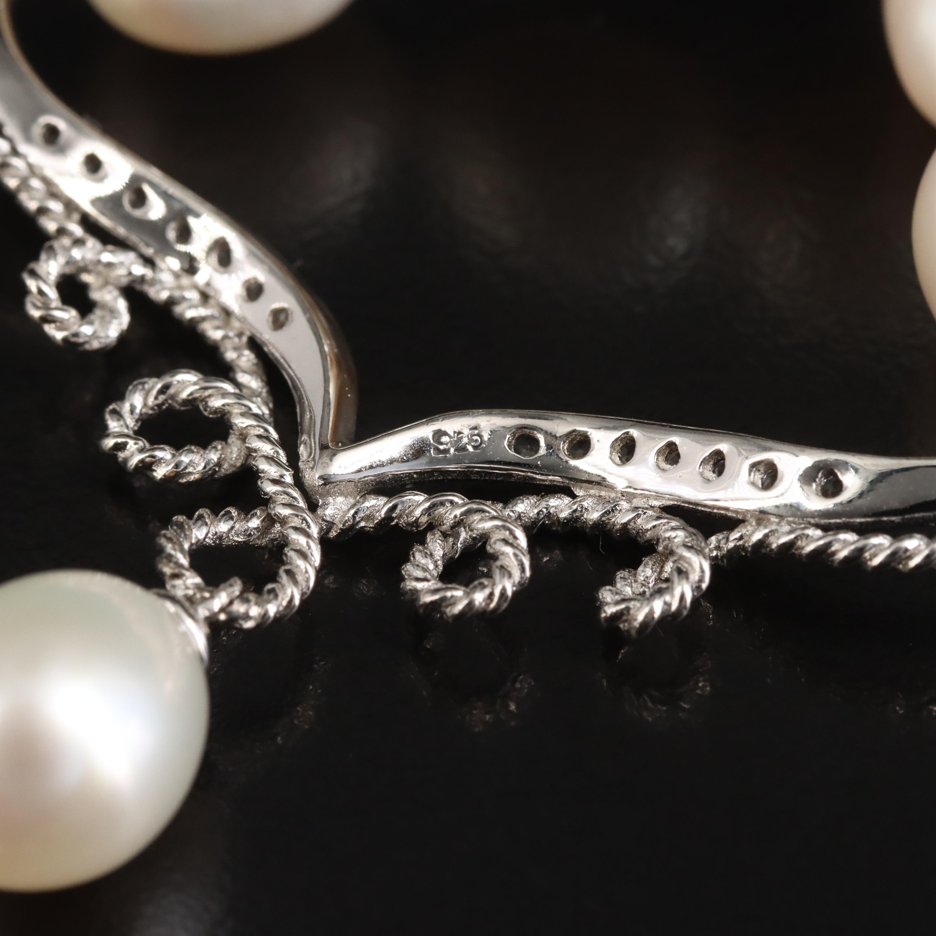 Sterling Pearl and Topaz Necklace