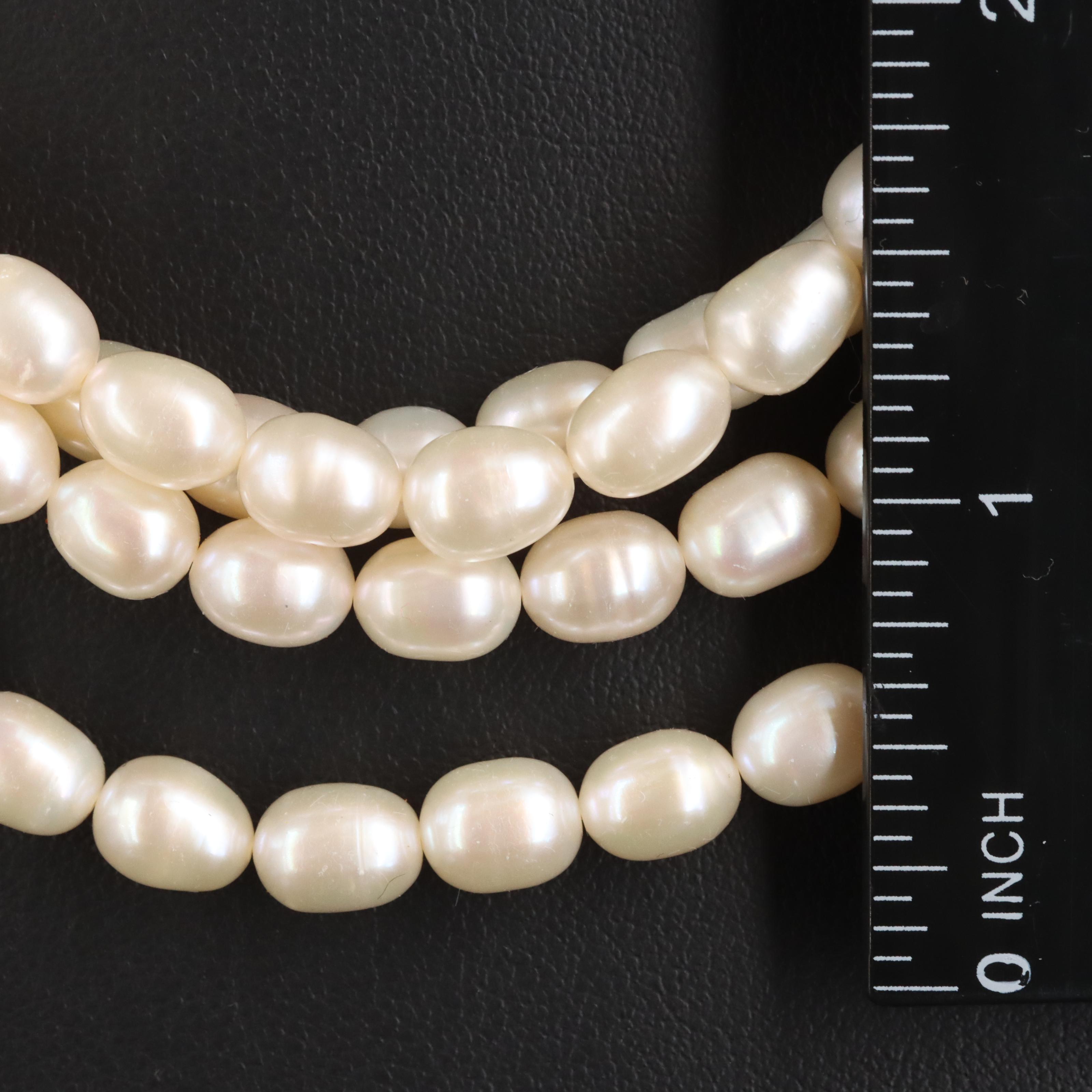 Multi-Strand Pearl Necklace with Sterling Clasp 1