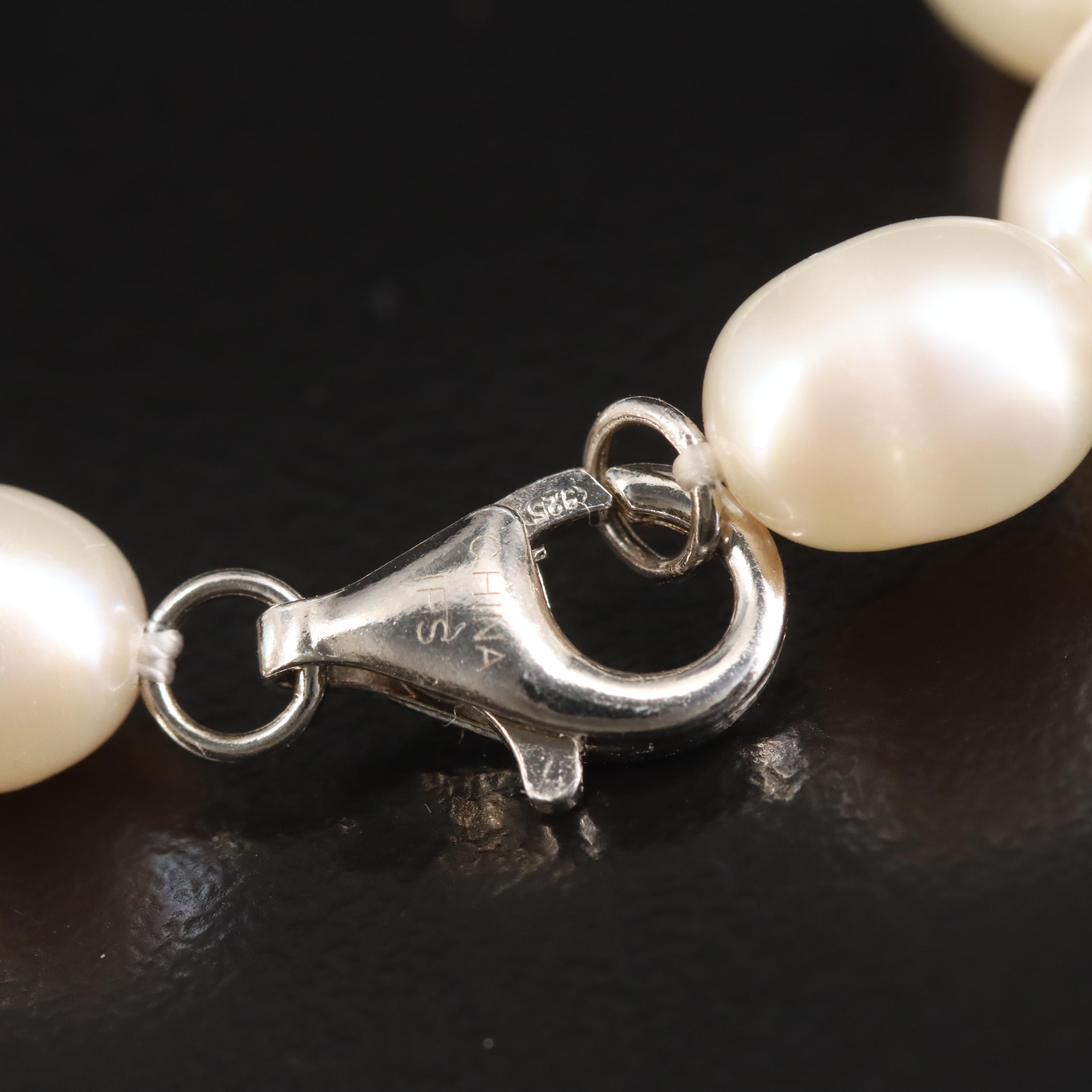 Multi-Strand Pearl Necklace with Sterling Clasp 1