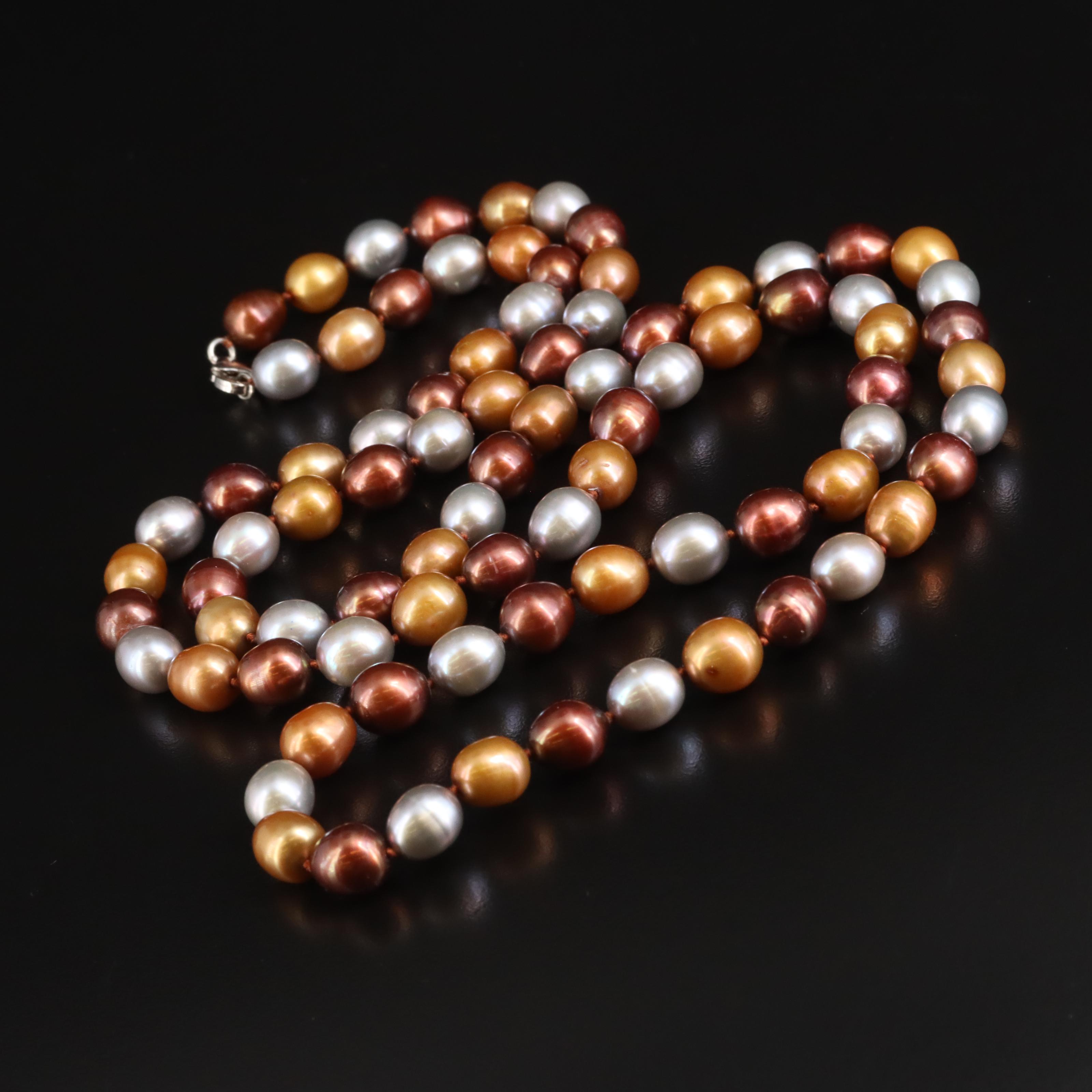 Rope Length Pearl Necklace with Sterling Clasp