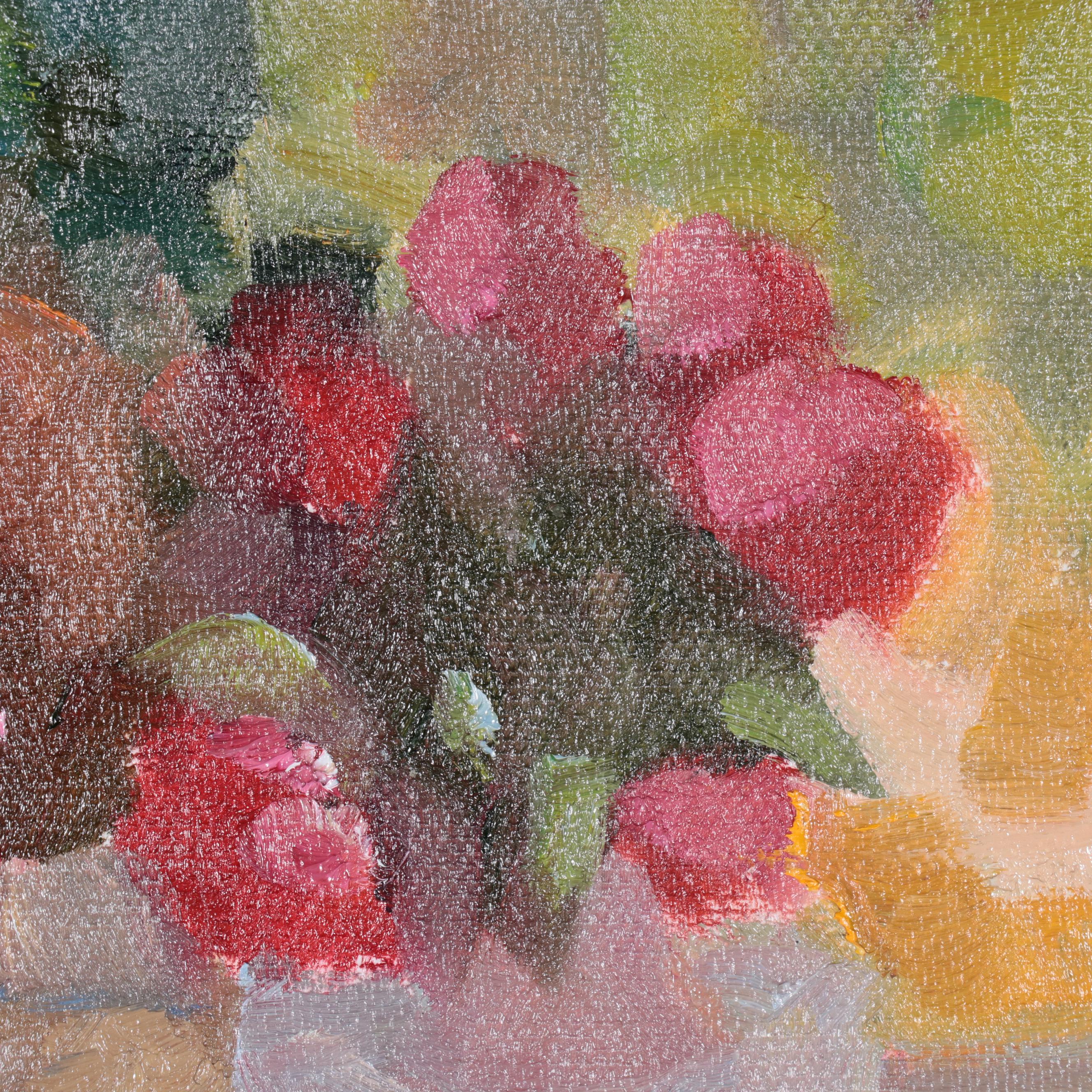 Sally Rosenbaum Oil Painting of Tablescape, 21st Century