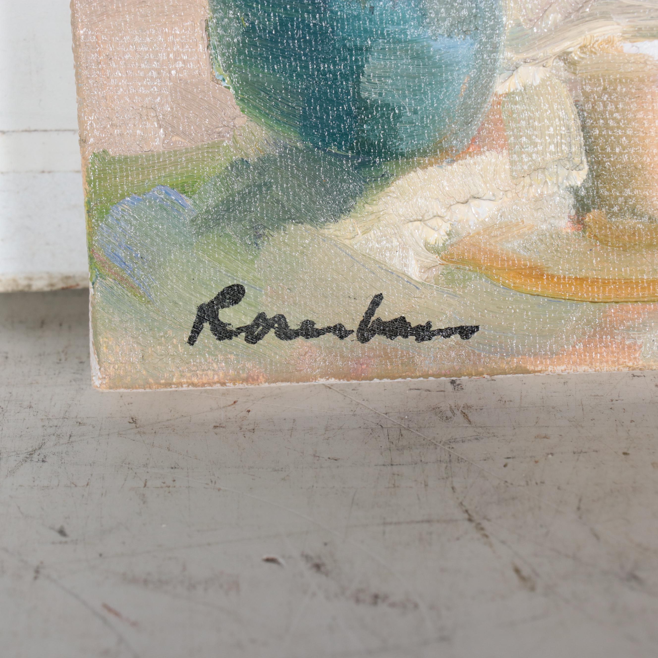 Sally Rosenbaum Oil Painting of Tablescape, 21st Century