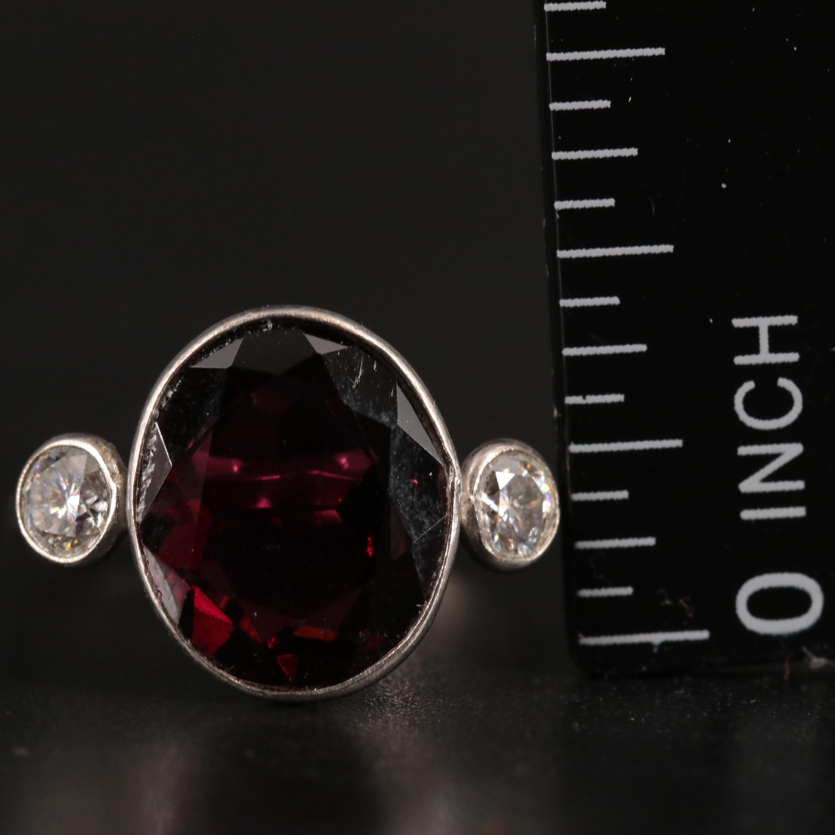 14k 1.80 CTW Garnet and Moissanite Ring