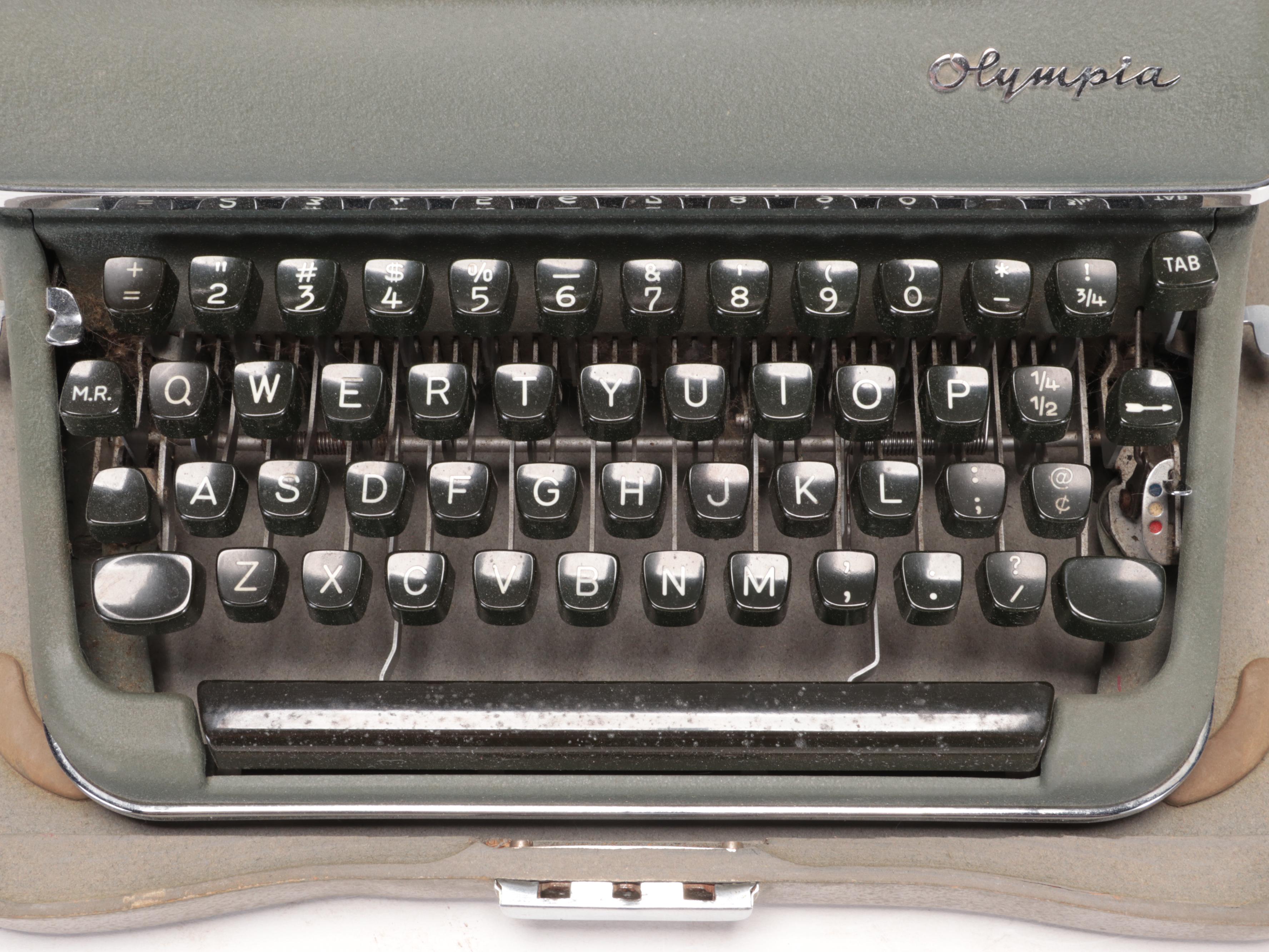 Olympia Portable Typewriter with Case, Mid-20th Century