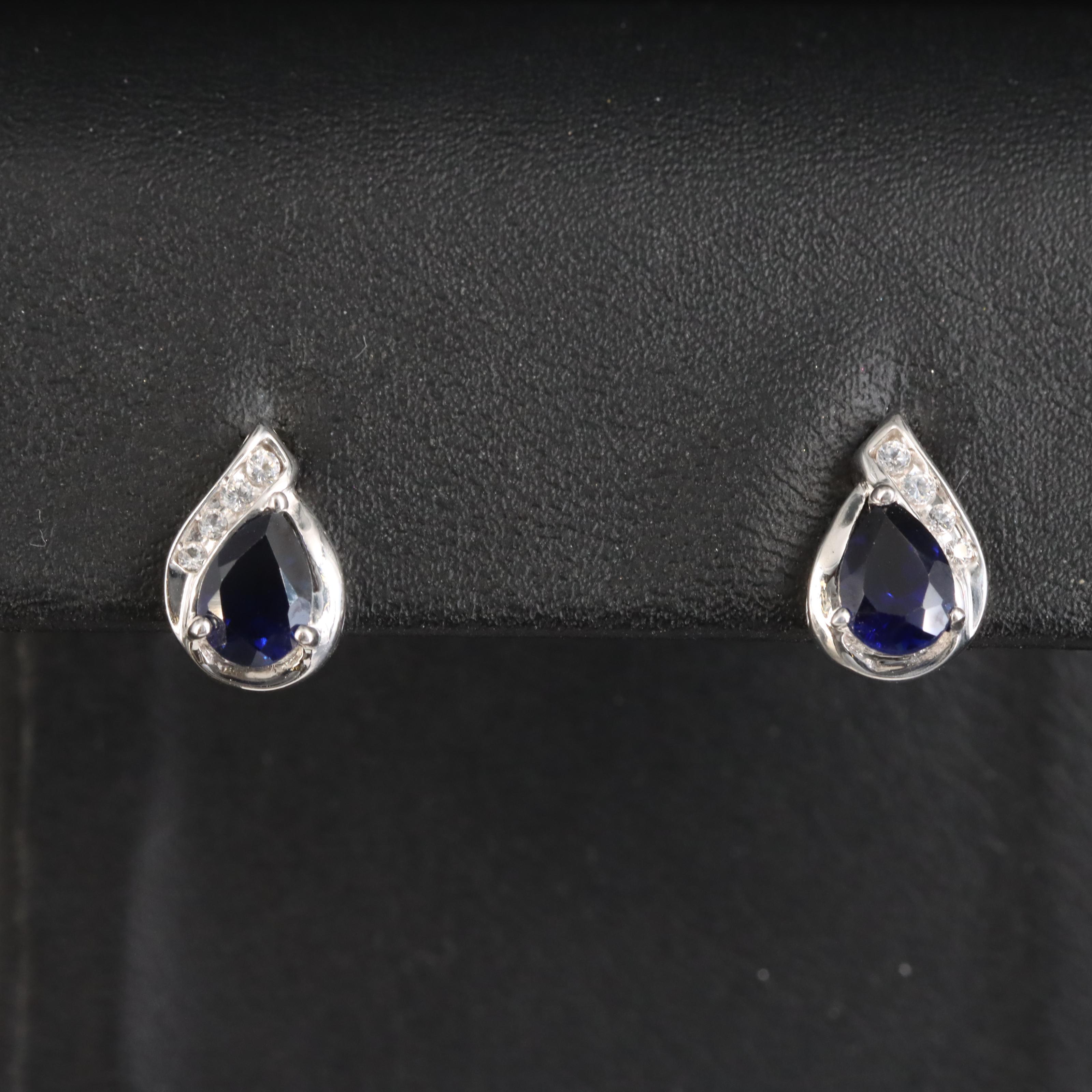 10K Sapphire and Topaz Teardrop Earrings
