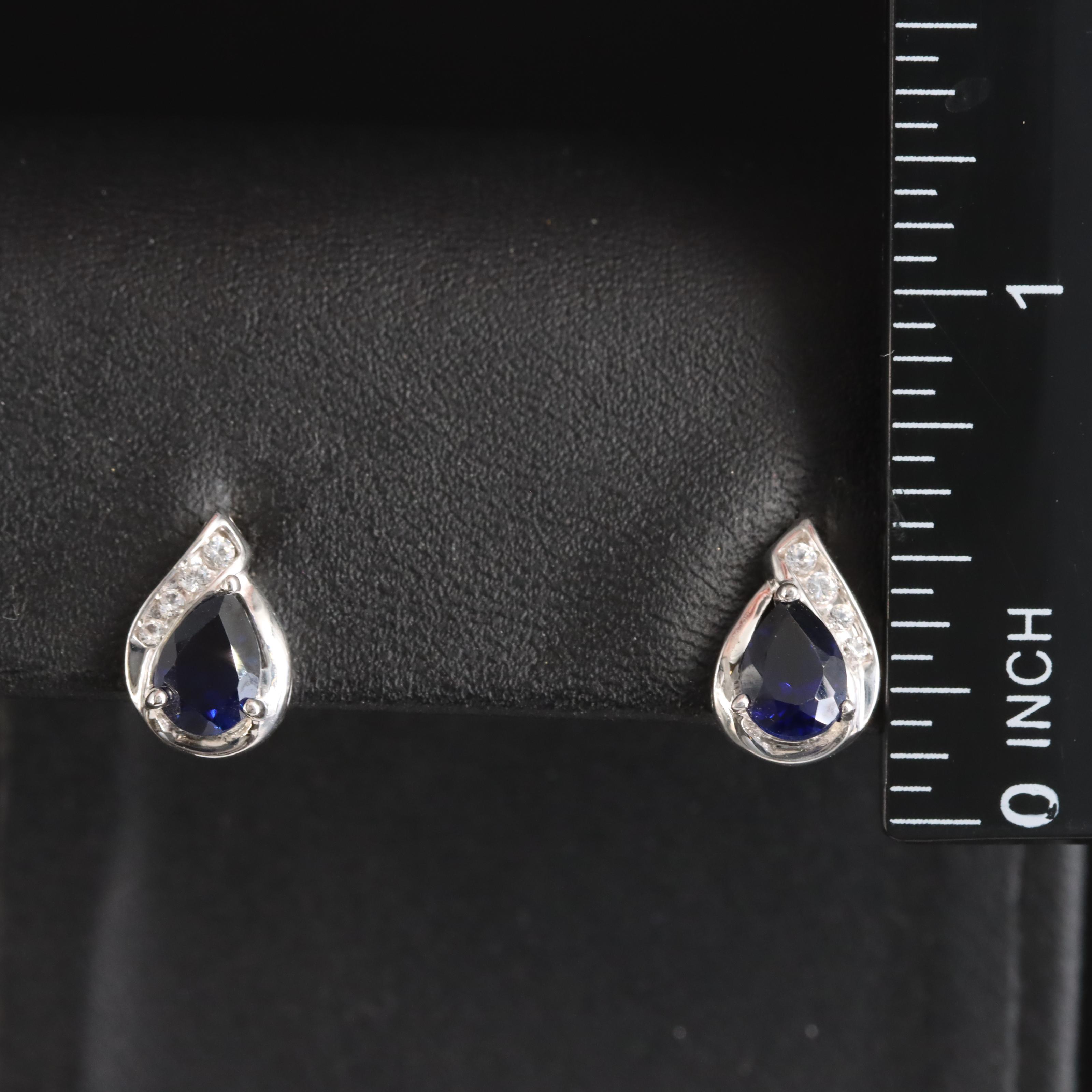 10K Sapphire and Topaz Teardrop Earrings