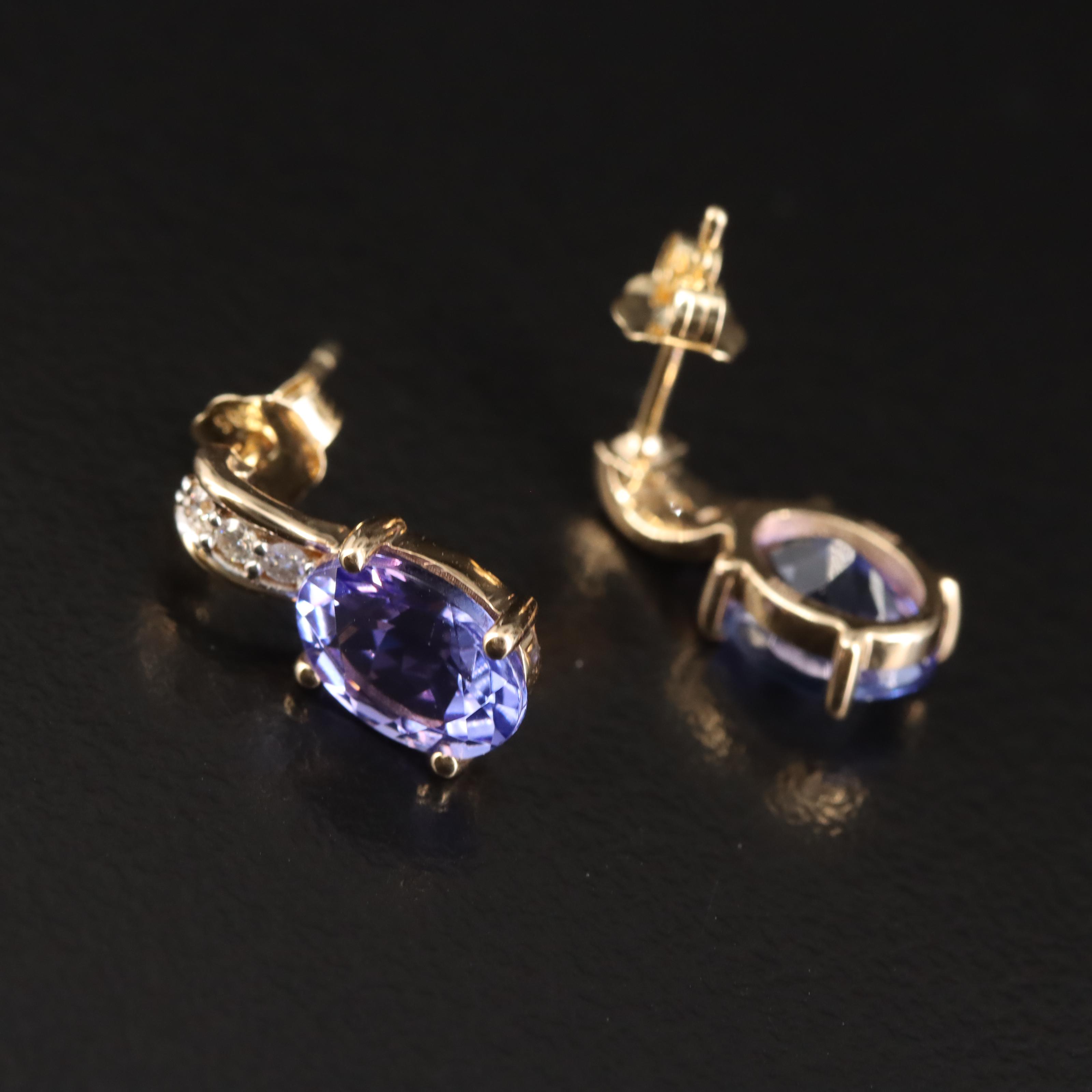 14K Tanzanite and Diamond Earrings