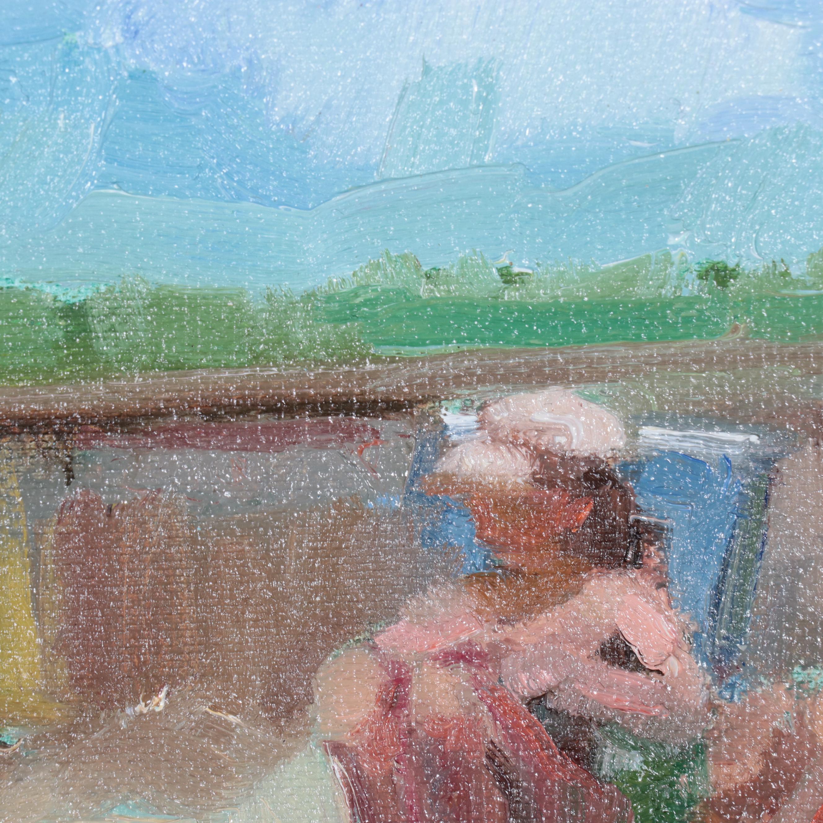 Sally Rosenbaum Oil Painting of Beach Scene, 21st Century