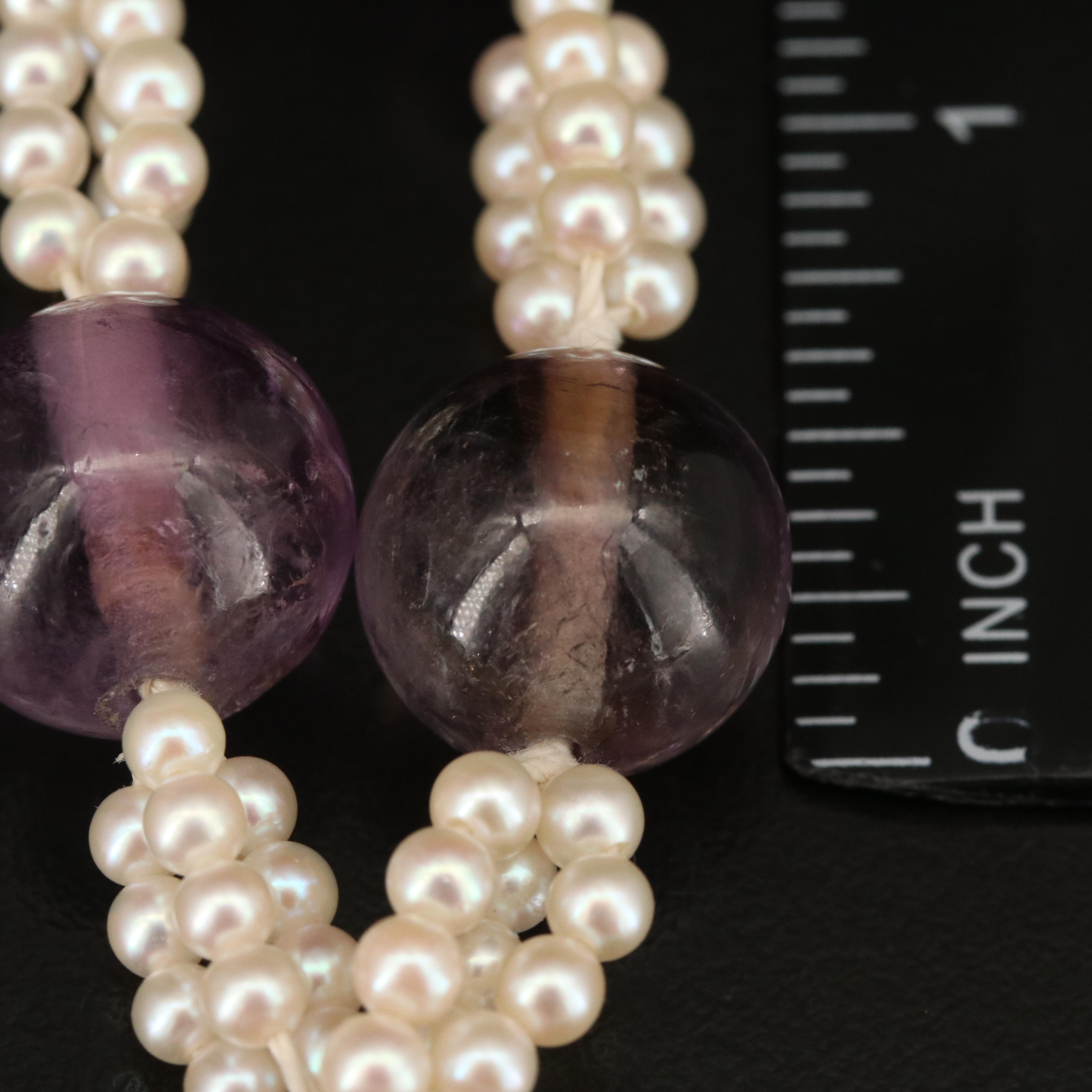Vintage 14K Amethyst and Pearl Bead Necklace
