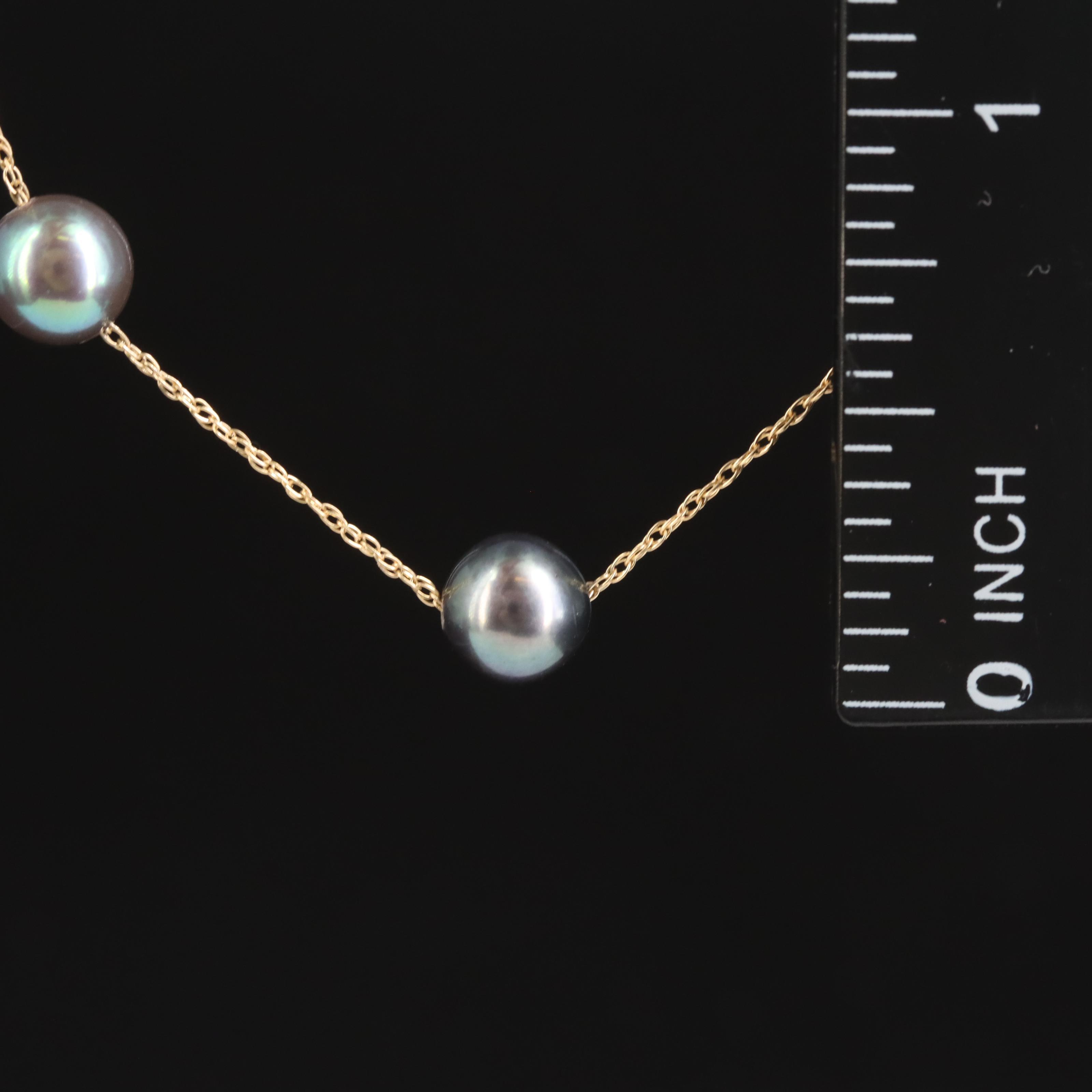 14K Pearl Station Necklace
