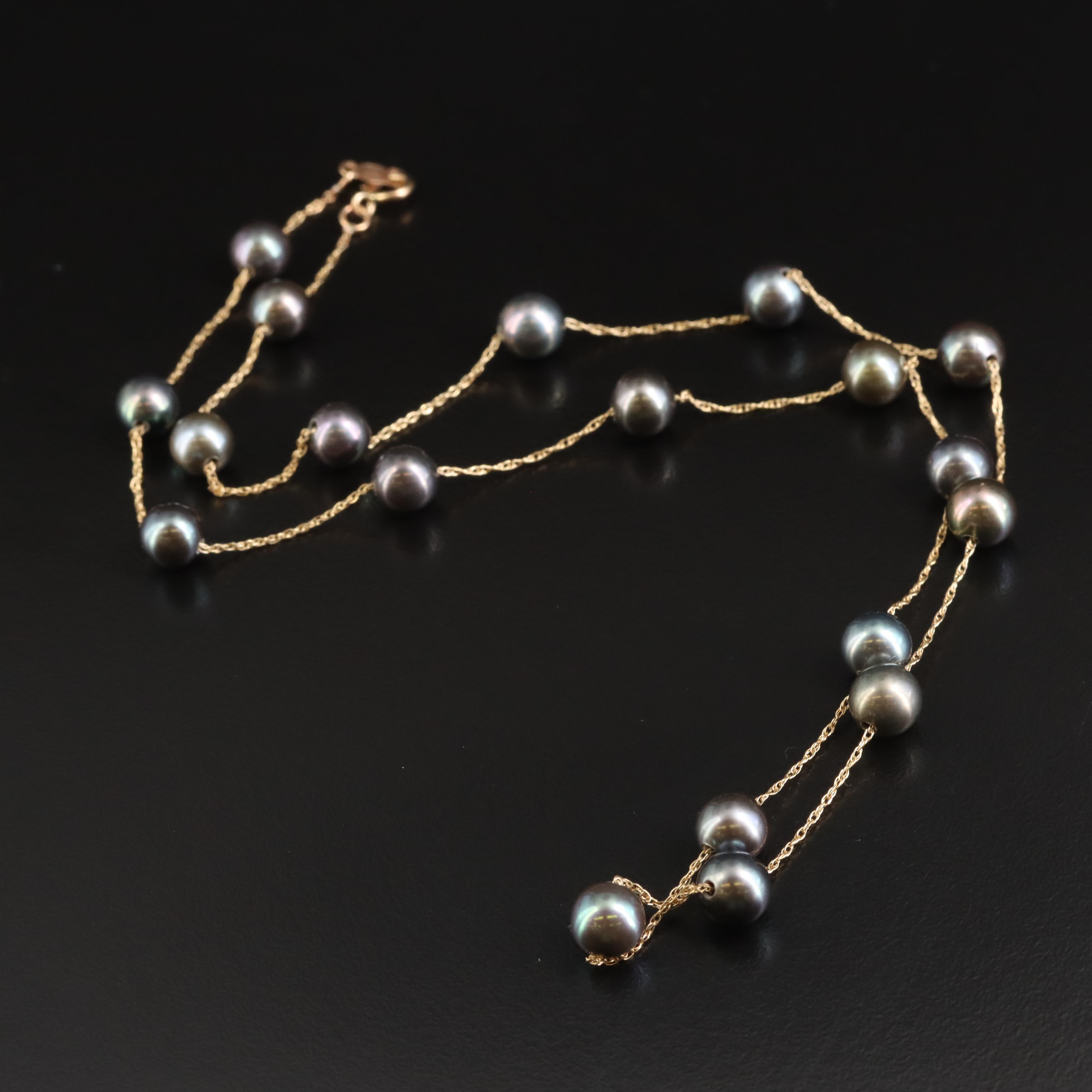 14K Pearl Station Necklace