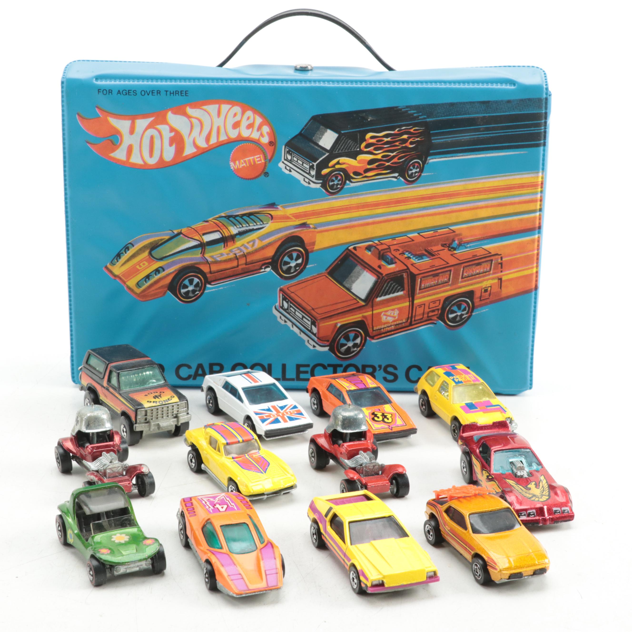 Mattel Hot Wheels Car Collector's Case with Toy Cars, Trucks Including Red Lines