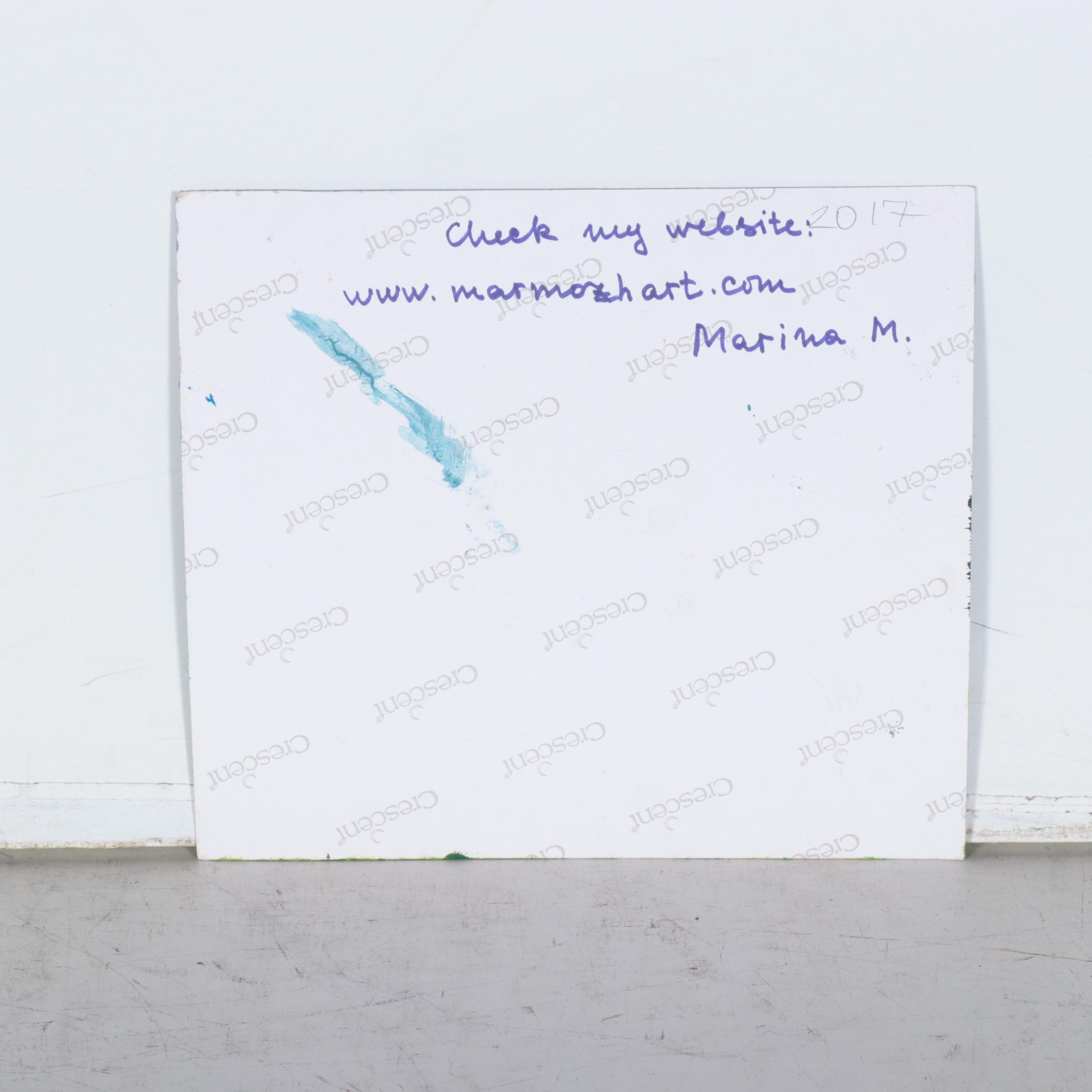 Marina Mozhayeva Acrylic Painting of Houses in Landscape, 2017