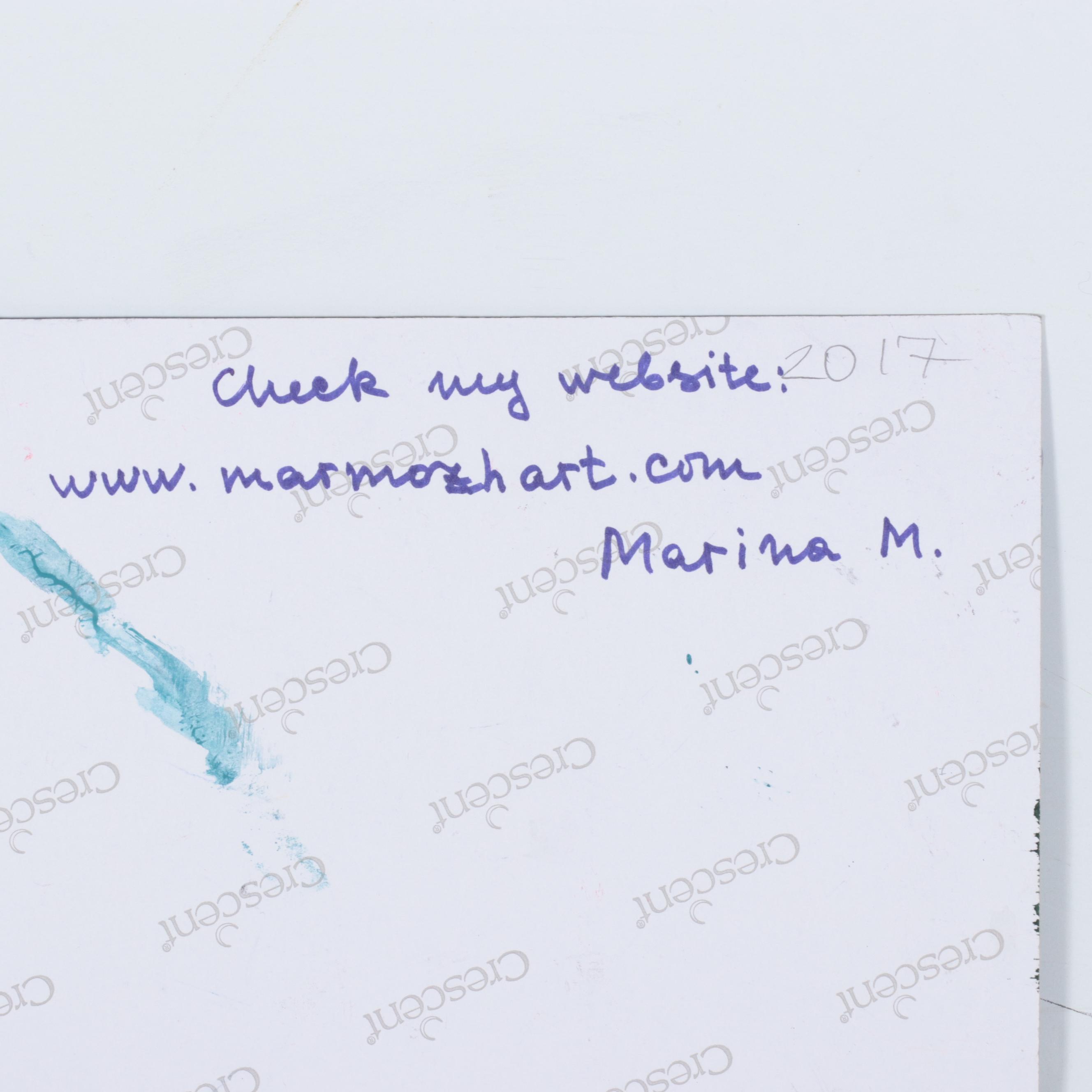 Marina Mozhayeva Acrylic Painting of Houses in Landscape, 2017