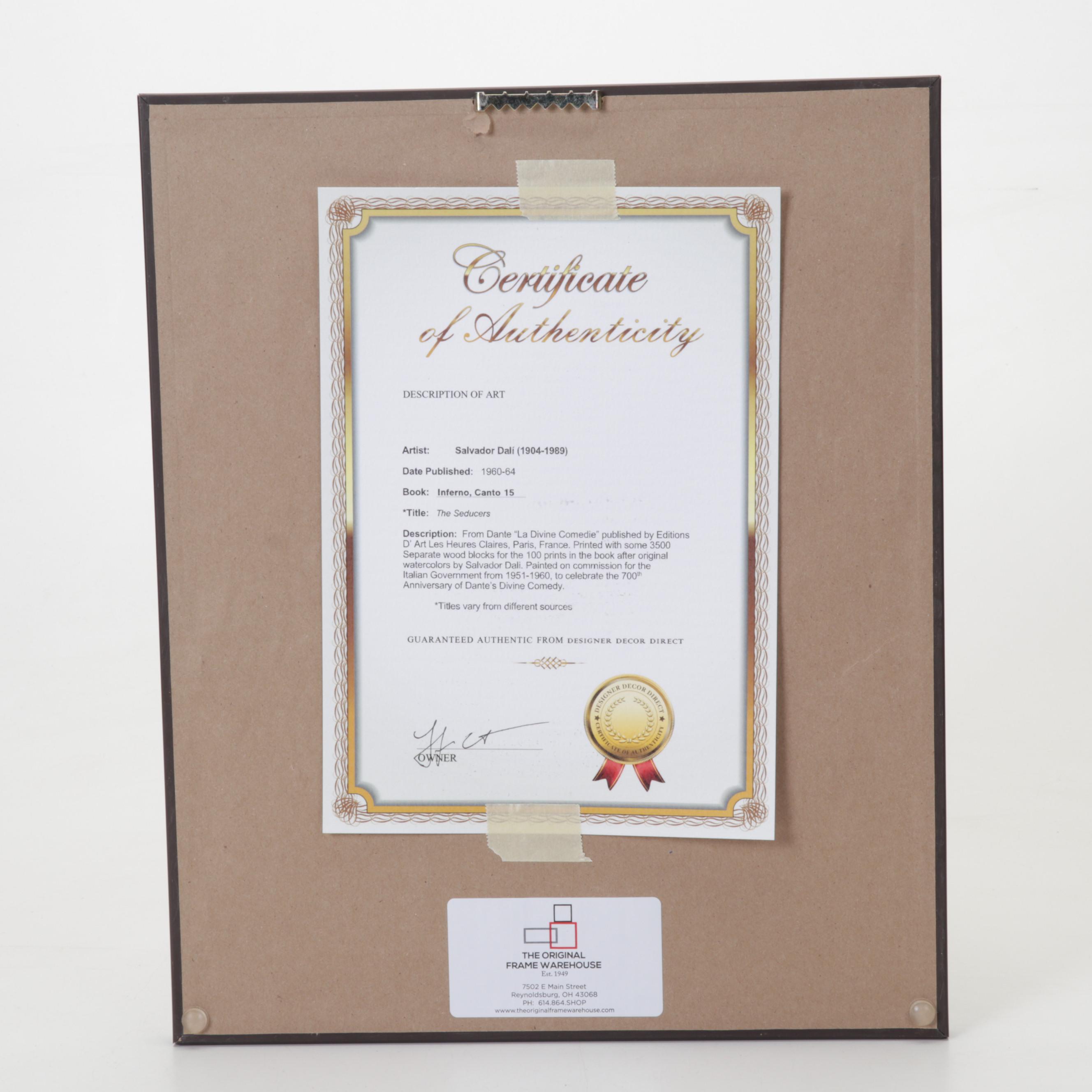 Salvador Dalí Wood Engraving "Les Margelles du Phlégéton"