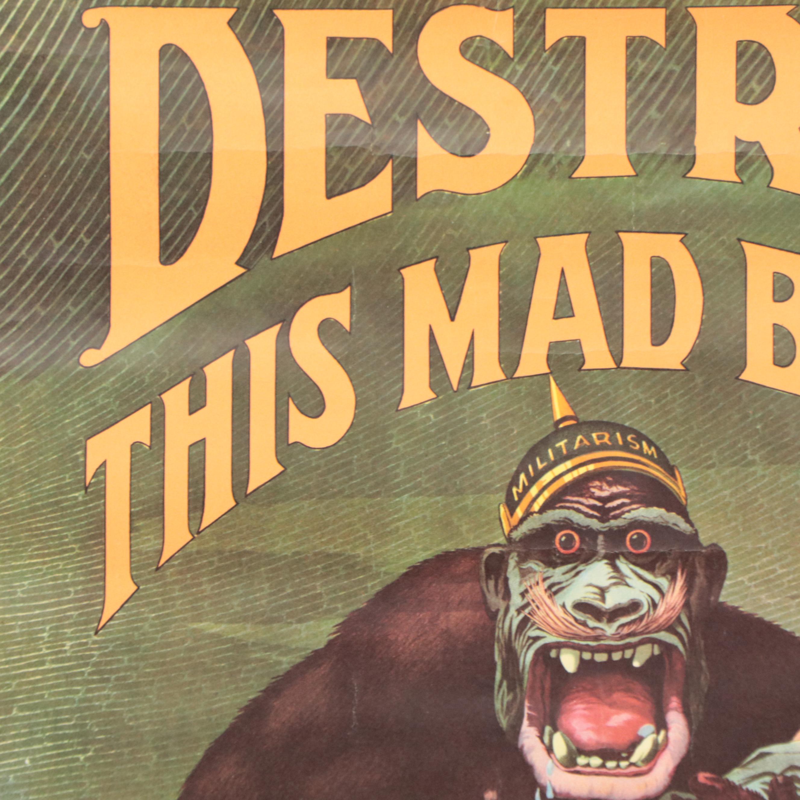 WWI Propaganda Poster "Destroy This Mad Brute: Enlist," Early 20th Century
