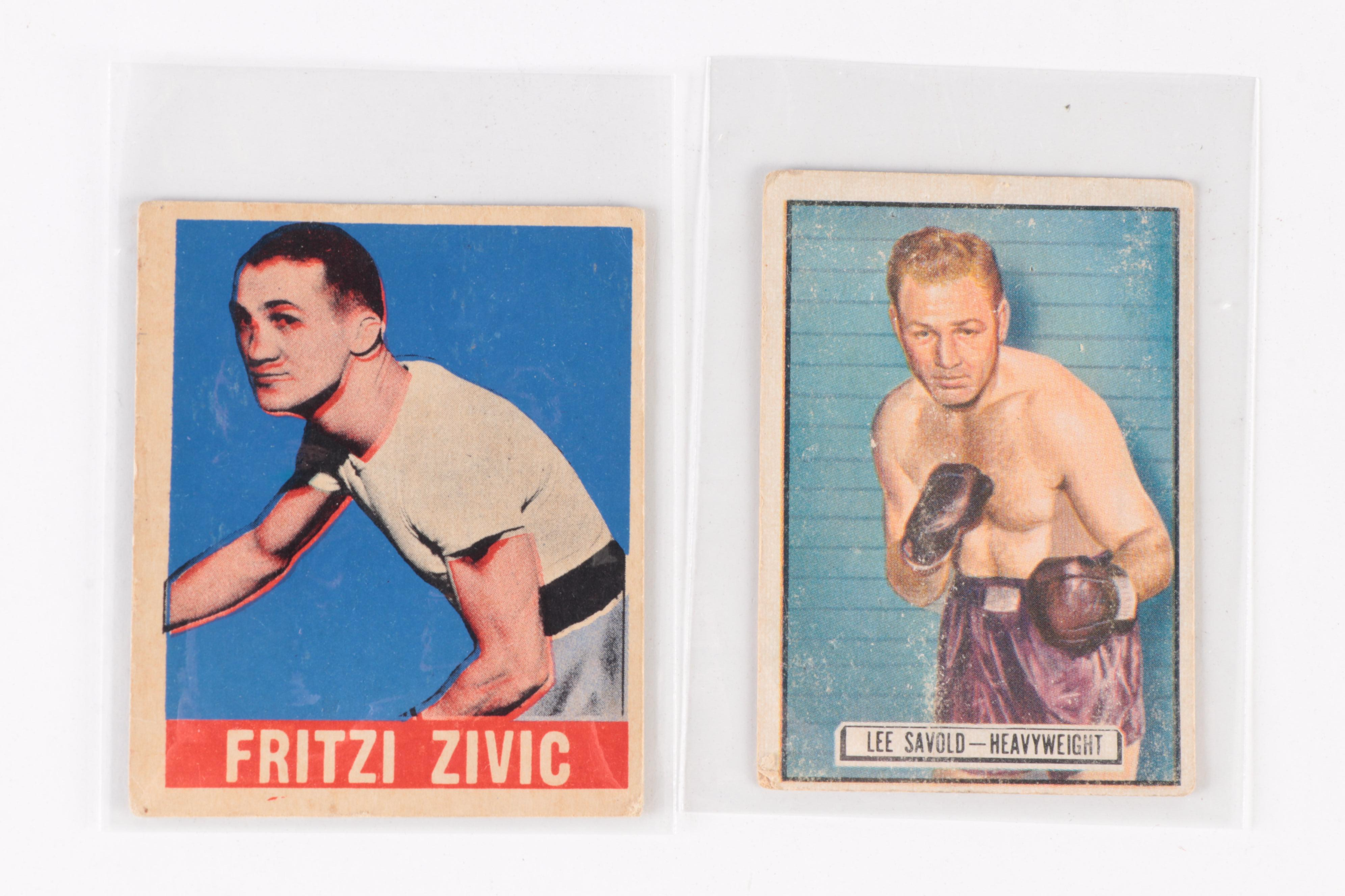 Ringside and Leaf Boxing Cards Including Fritzi Zivic and Others, 1940s–1950s