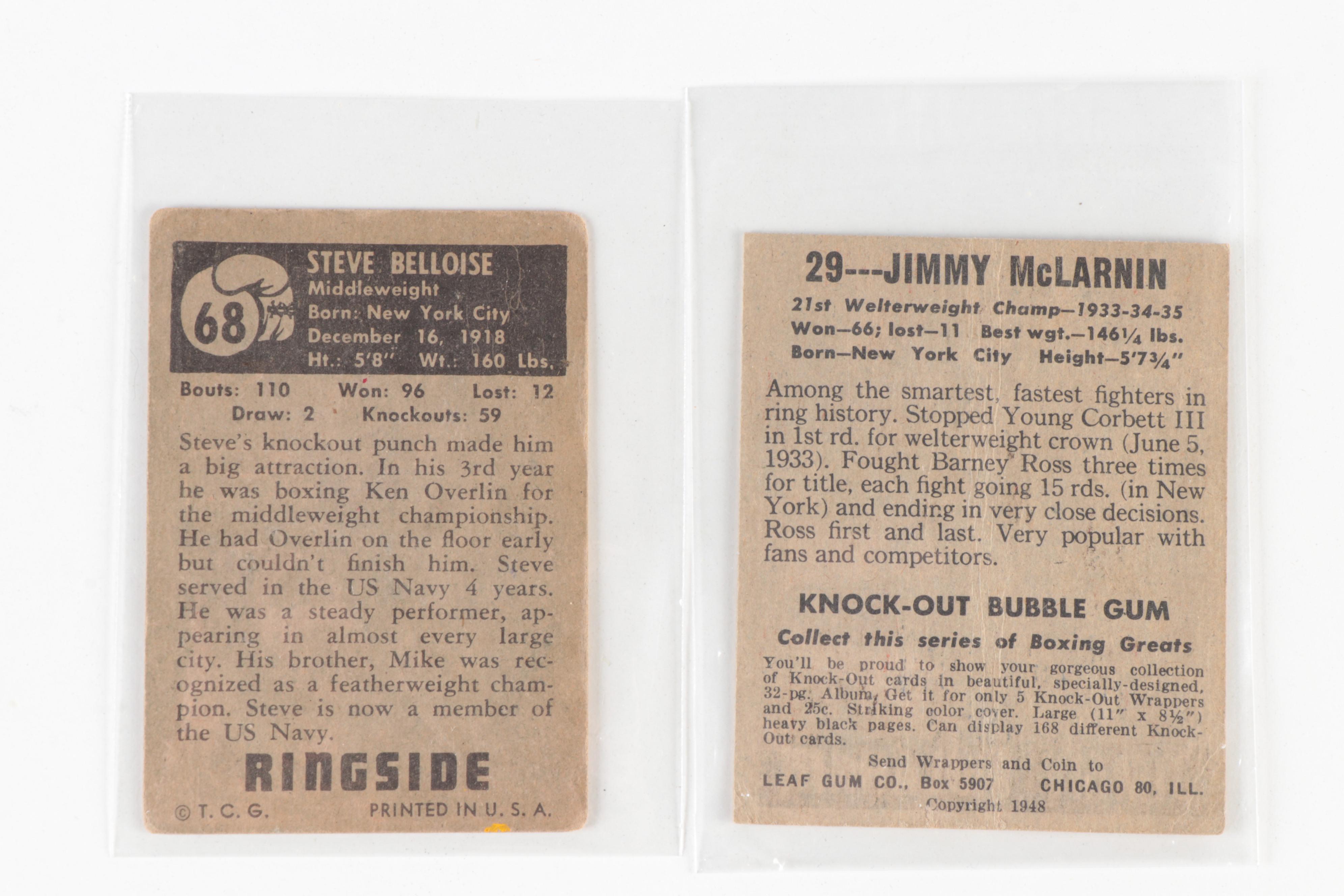 Ringside and Leaf Boxing Cards Including Fritzi Zivic and Others, 1940s–1950s