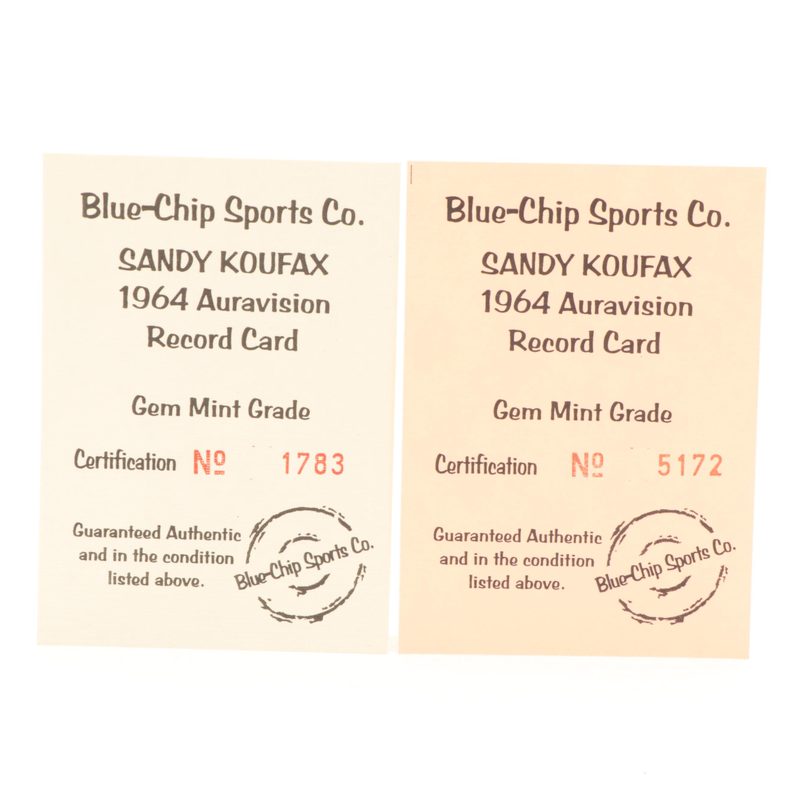 1964 Auravision Sandy Koufax Baseball Record Sleeve Trading Cards