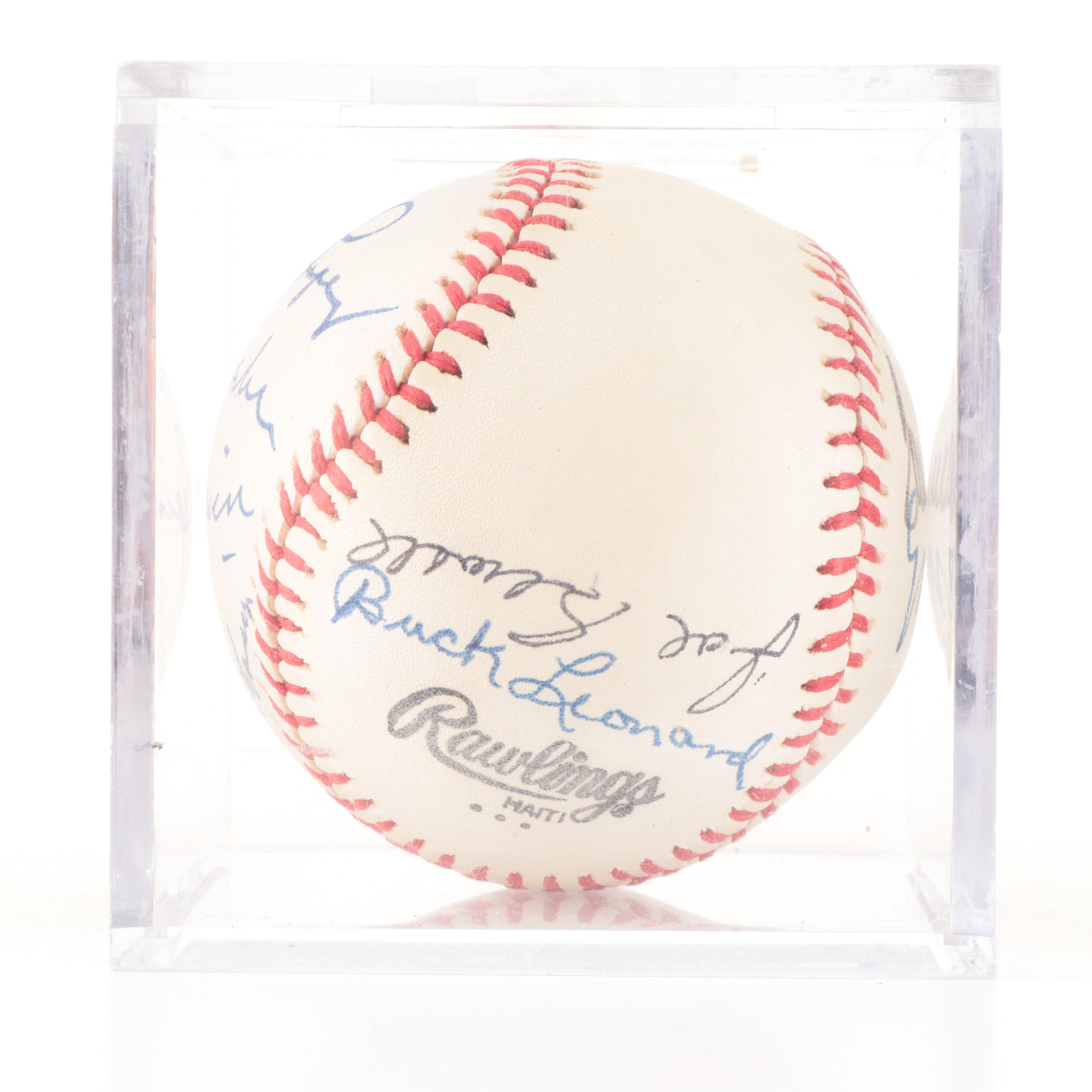 Hall of Fame Players Seaver, Banks, More Signed Rawlings Seaver Baseball