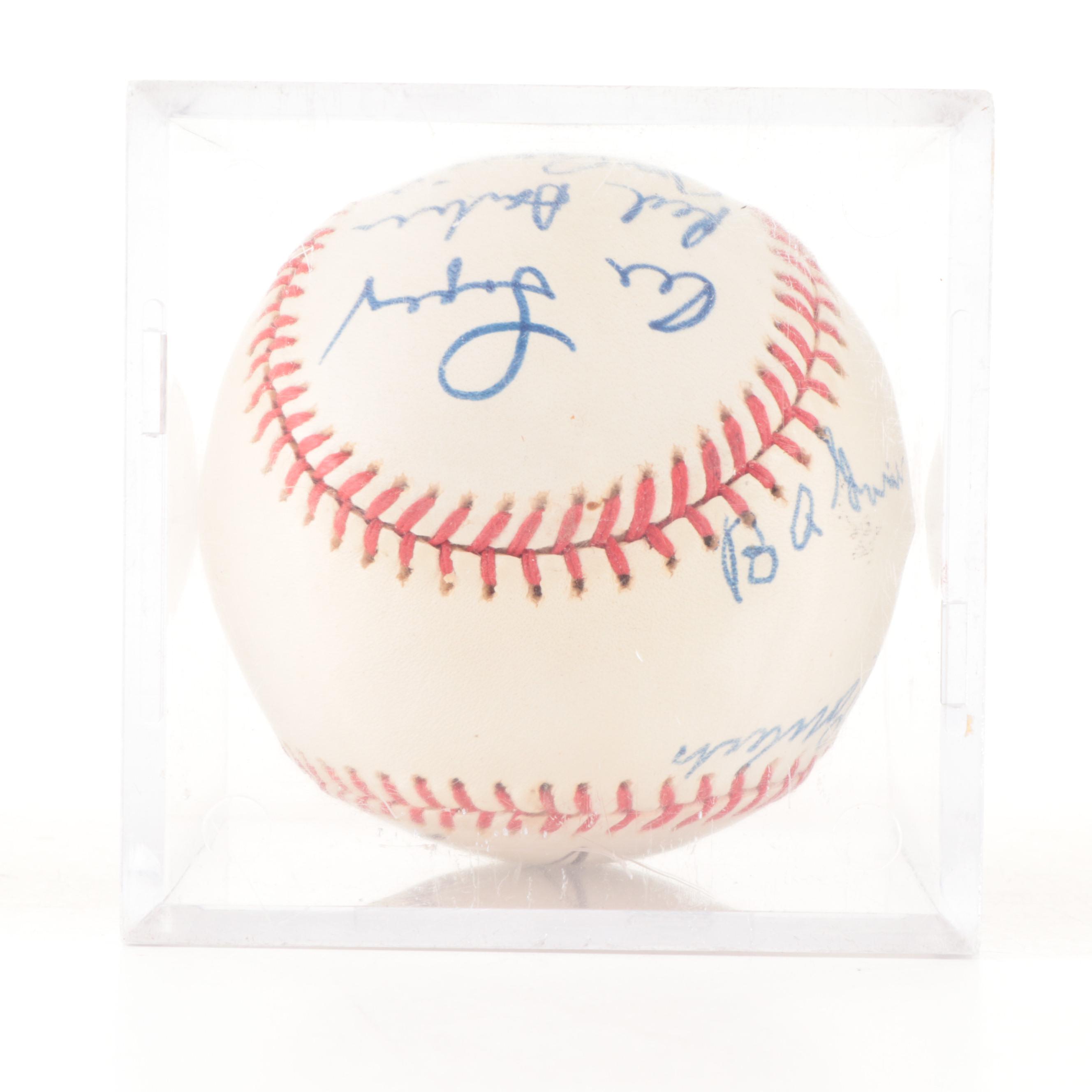 Hall of Fame Players Seaver, Banks, More Signed Rawlings Seaver Baseball