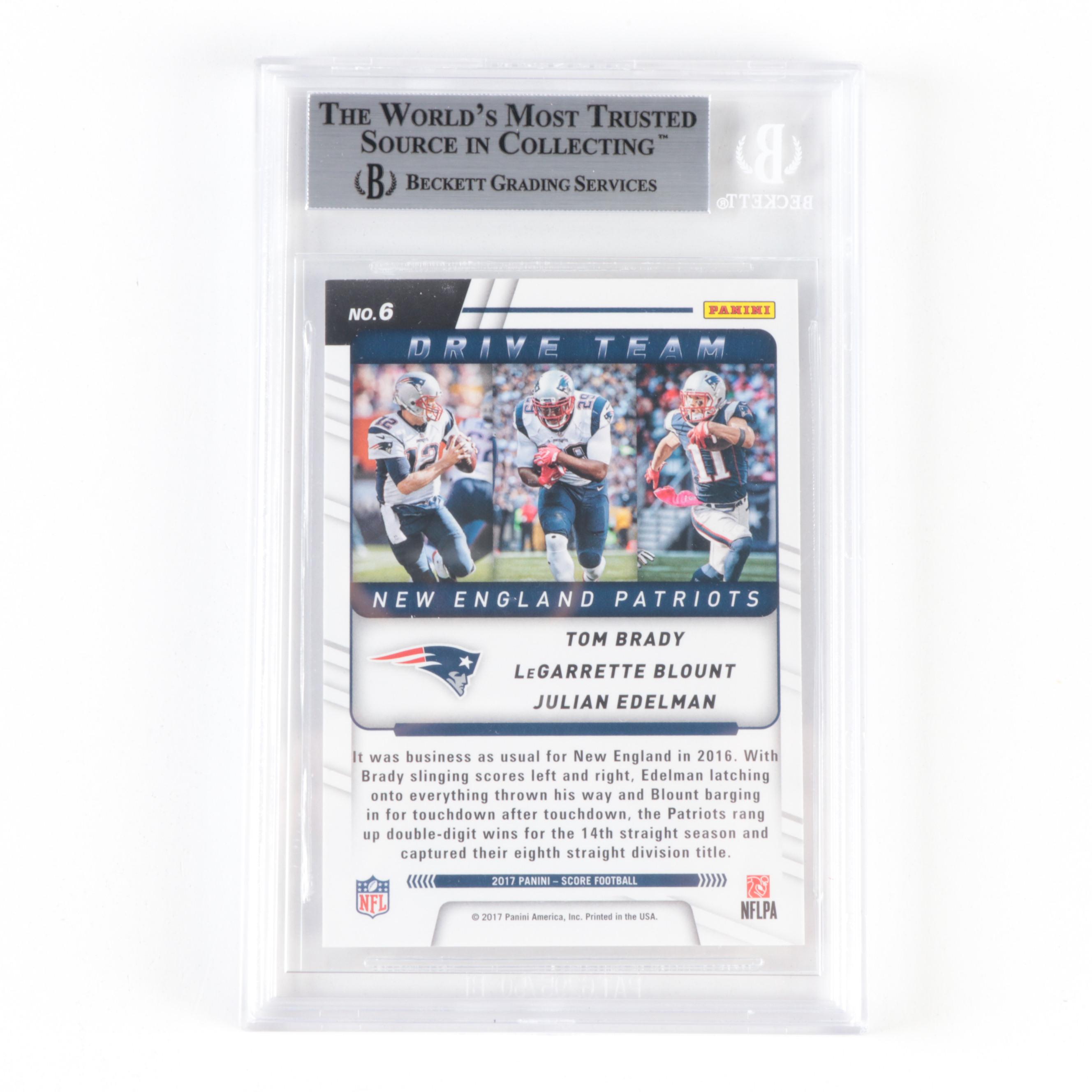 2017 Score Drive Team Brady/Blount/Edelman #6 Beckett 9 Mint Football Card