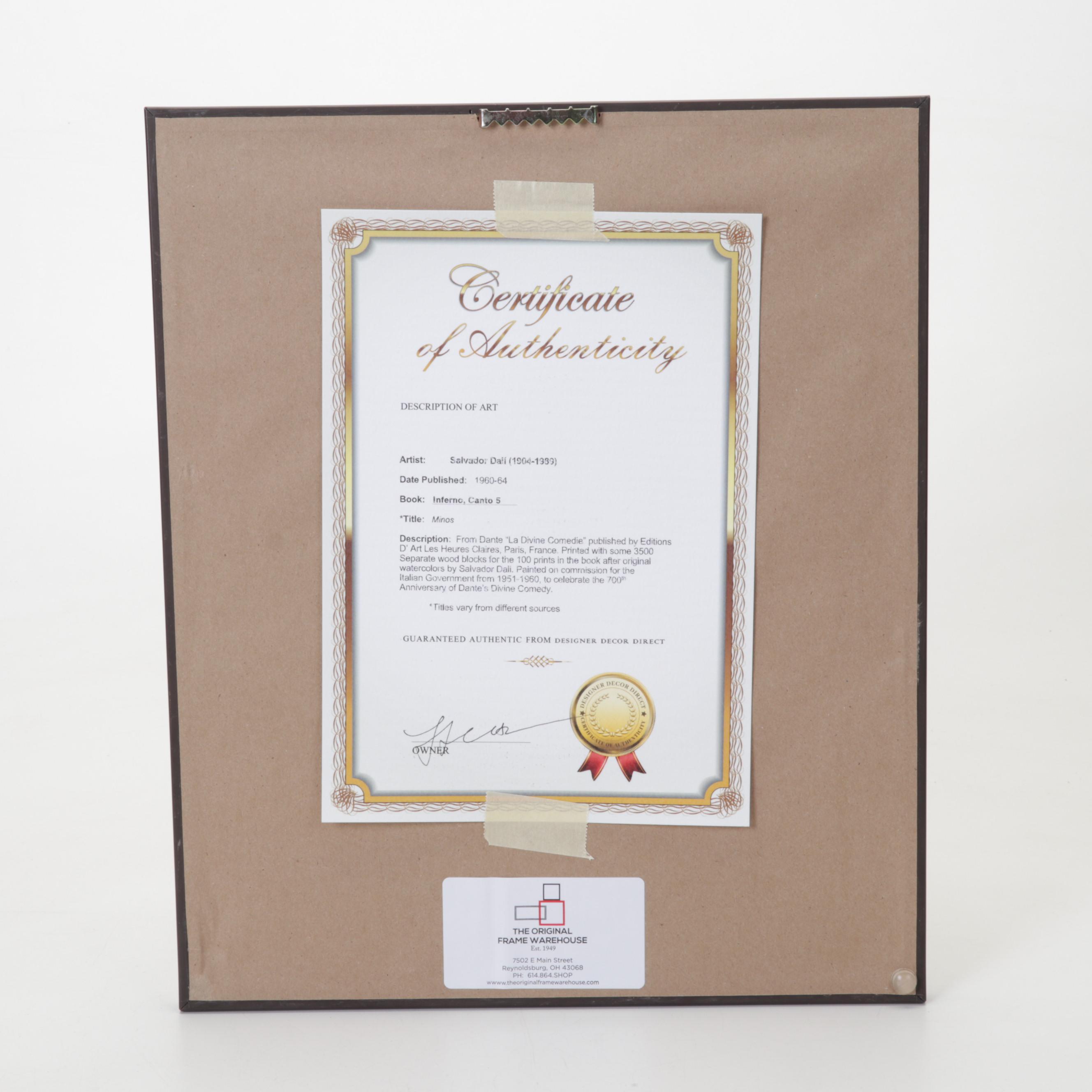 Salvador Dalí Wood Engraving "Minos"