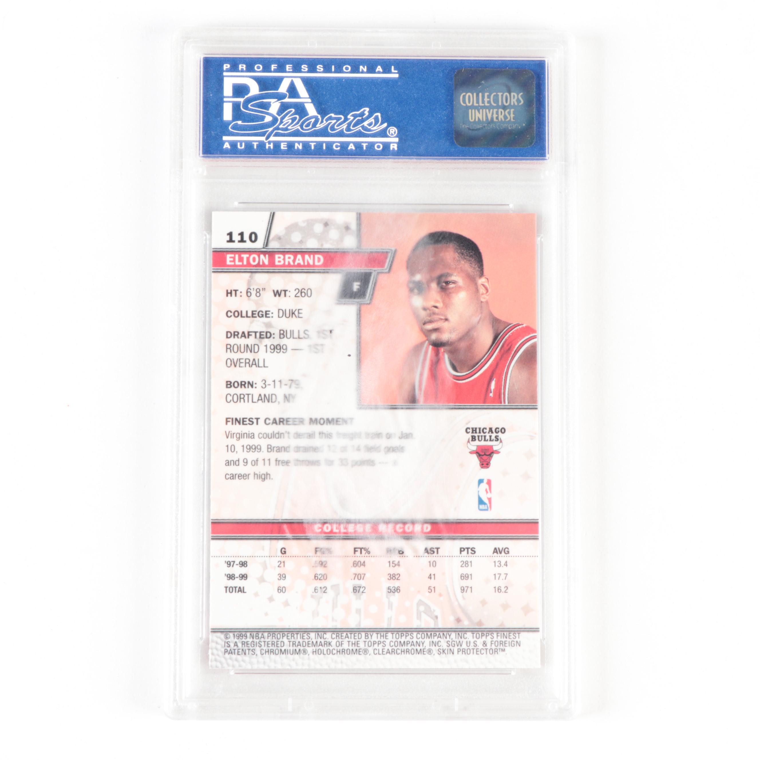 1999 Topps Finest Elton Brand Rookie Graded PSA 10 Gem Mint Basketball Card