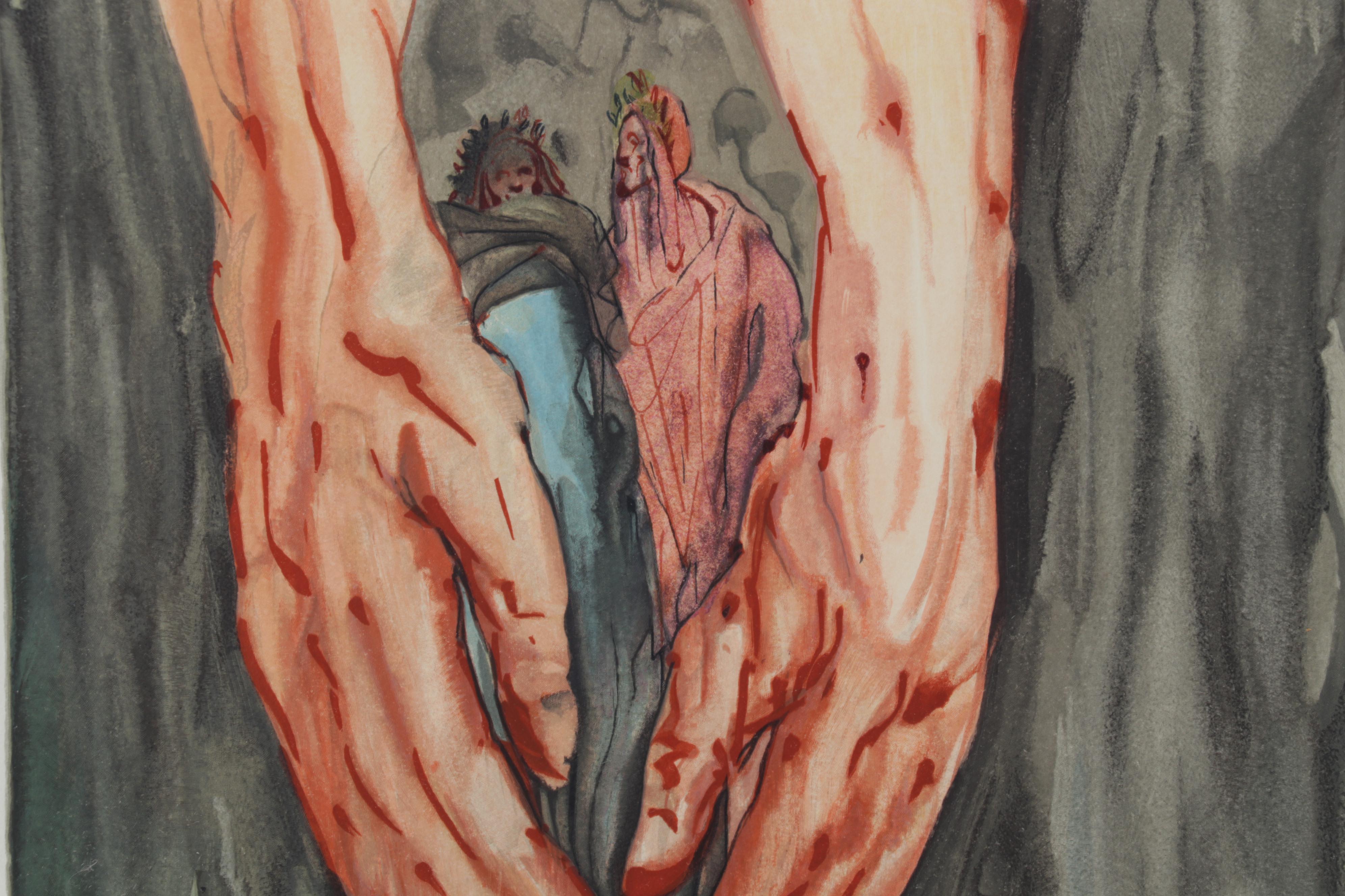 Salvador Dalí Wood Engraving "Dans les mains d'Antaeus"