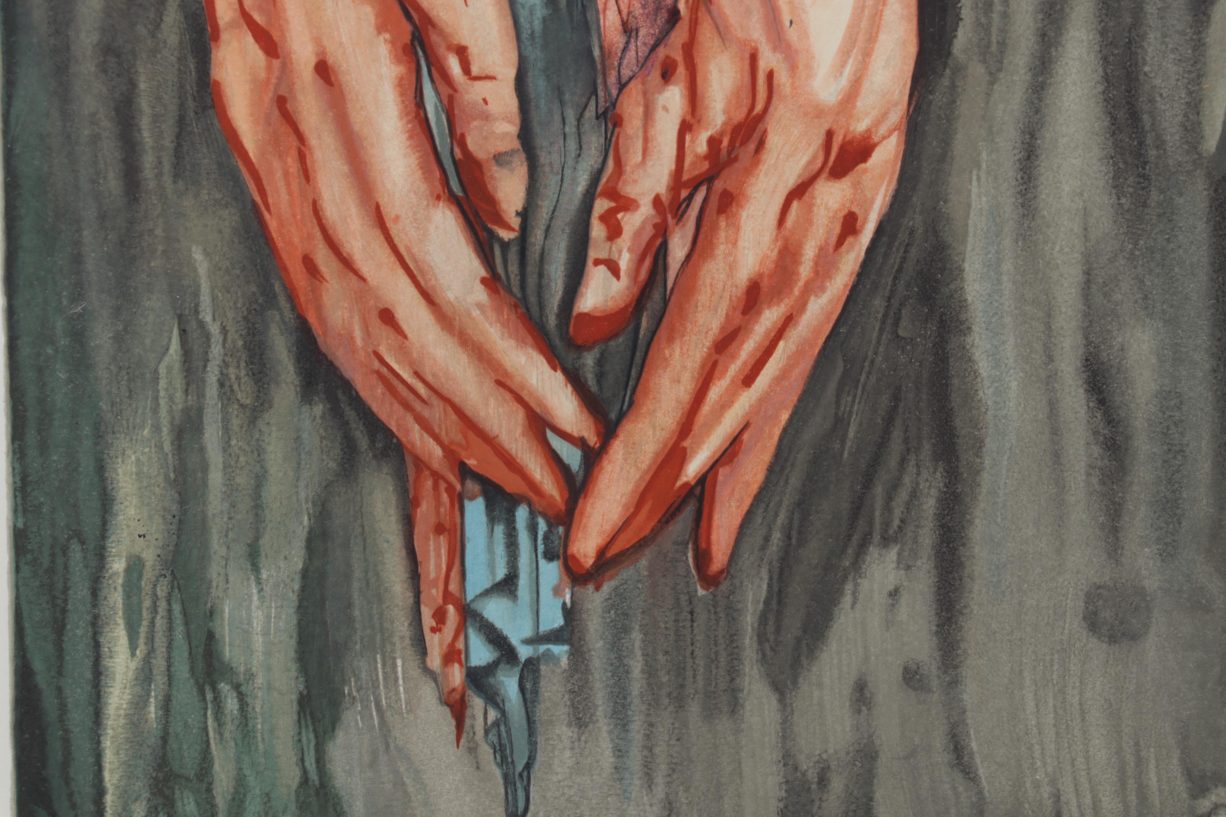 Salvador Dalí Wood Engraving "Dans les mains d'Antaeus"