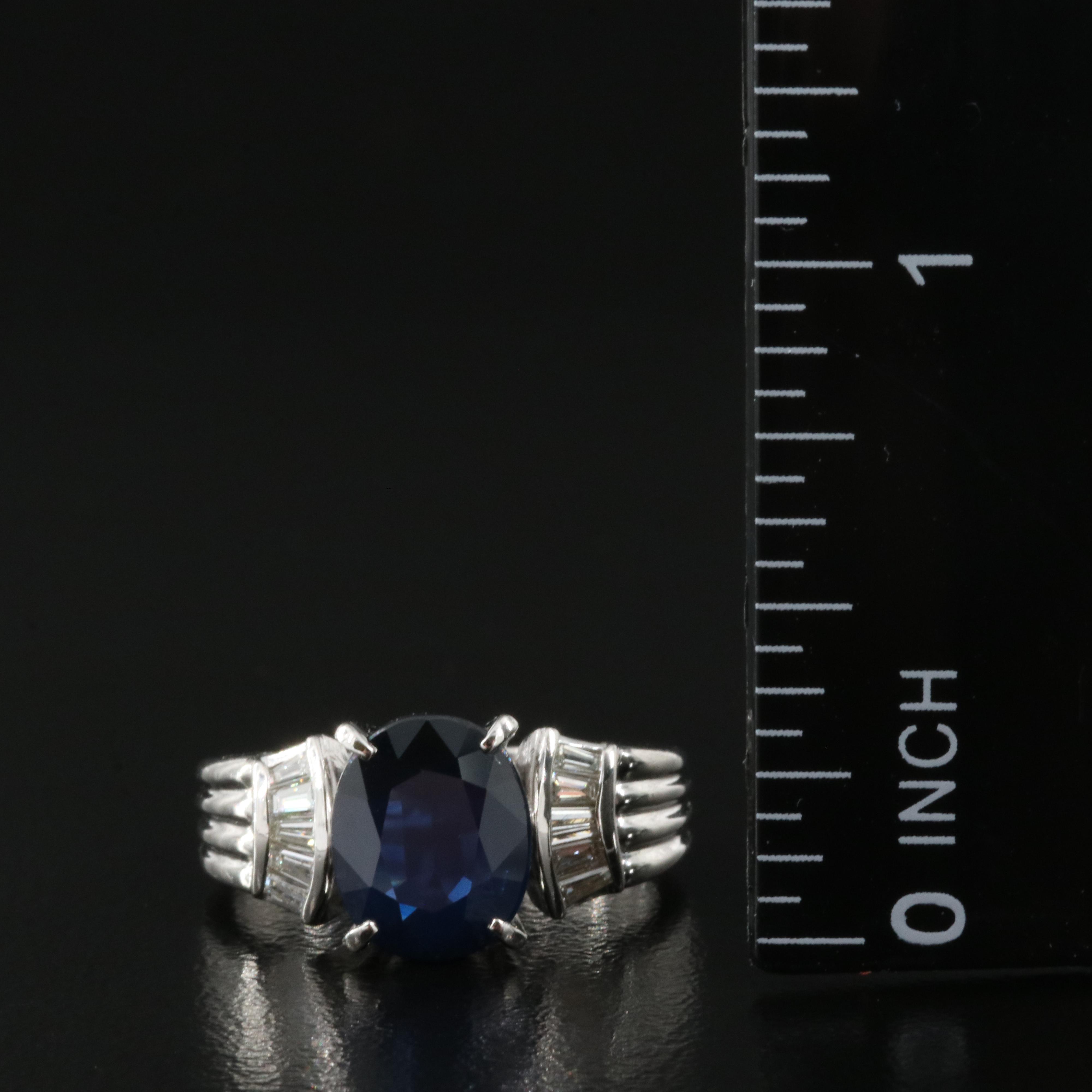 Platinum 2.25 CT Thai Sapphire and Diamond Ring with GIA Report