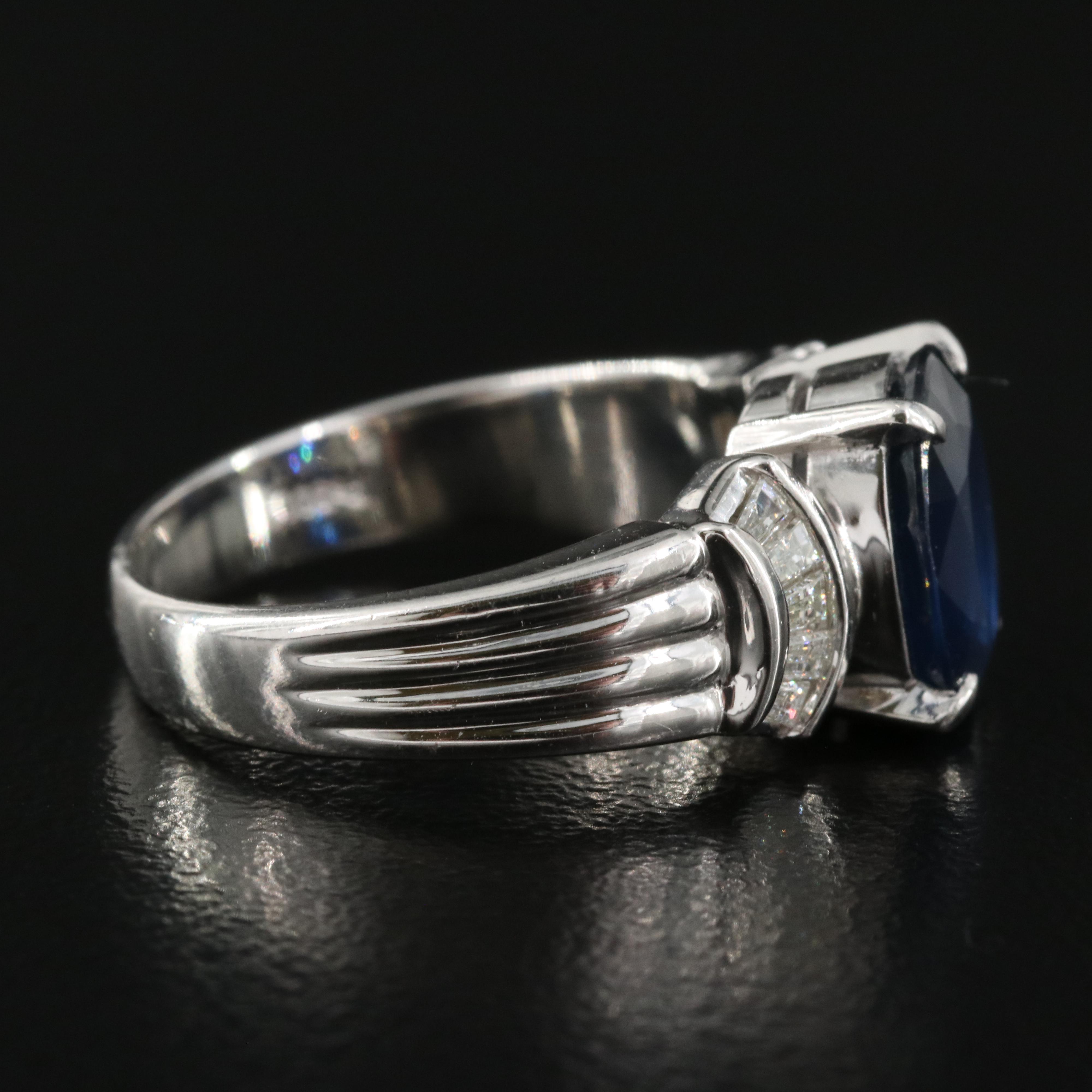 Platinum 2.25 CT Thai Sapphire and Diamond Ring with GIA Report