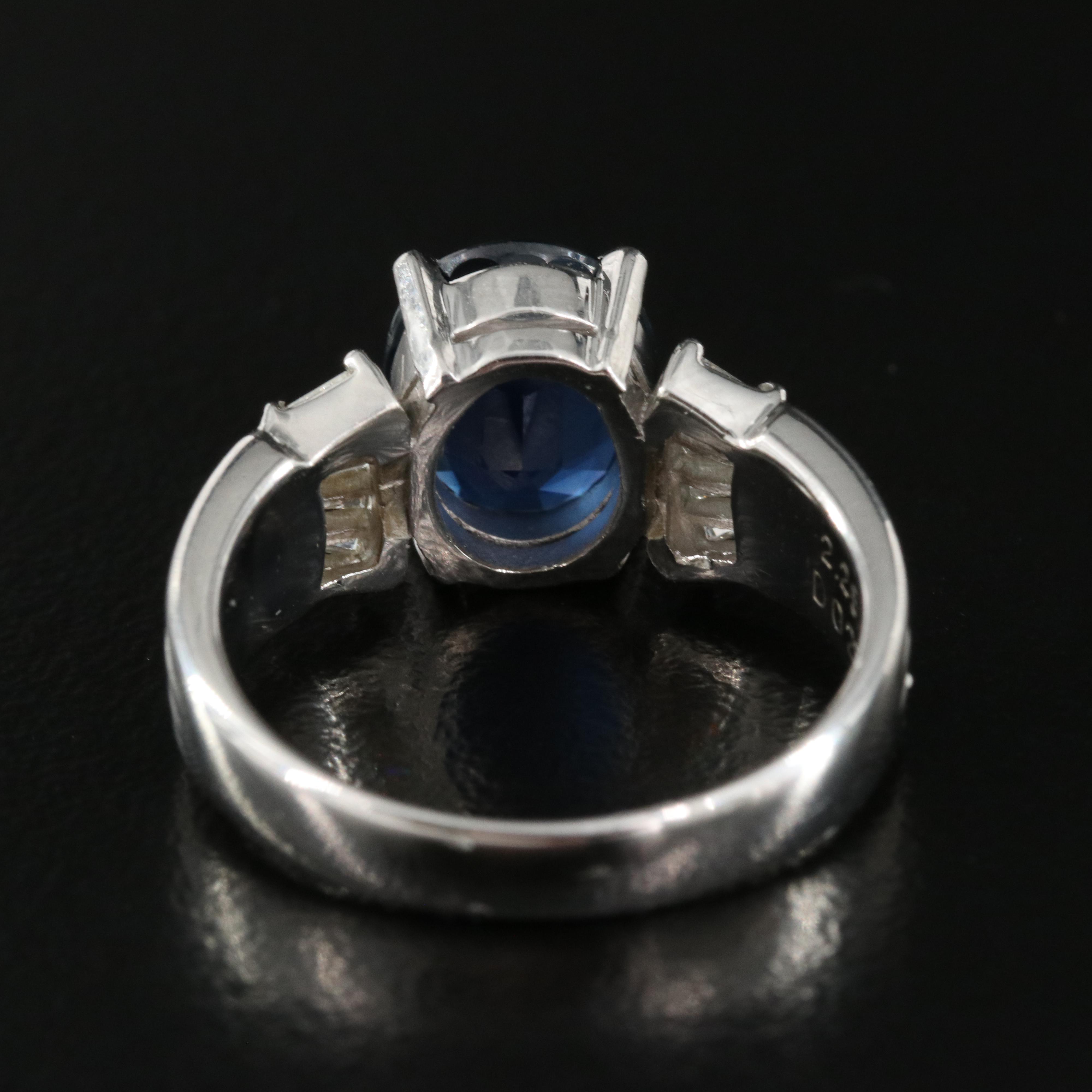 Platinum 2.25 CT Thai Sapphire and Diamond Ring with GIA Report
