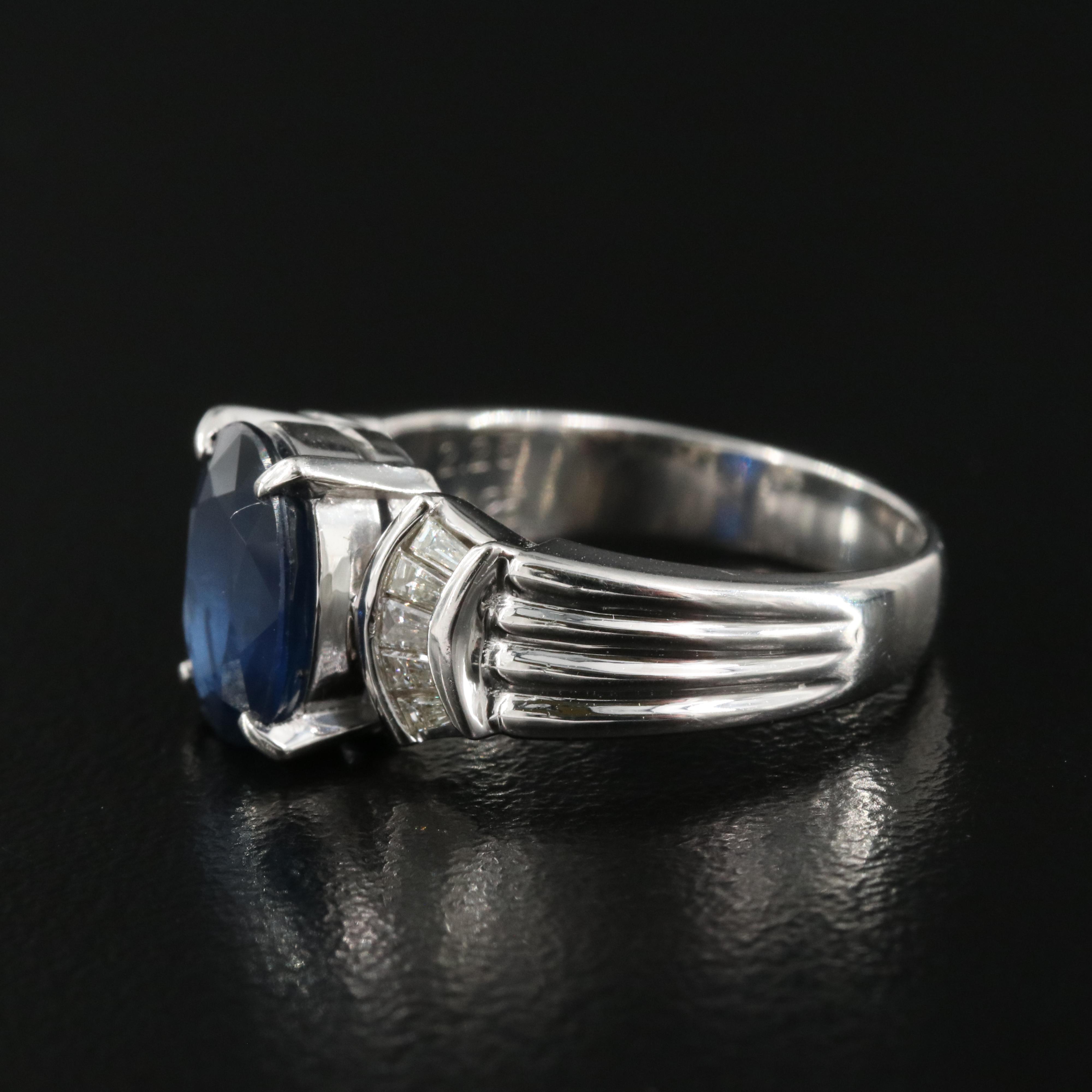 Platinum 2.25 CT Thai Sapphire and Diamond Ring with GIA Report