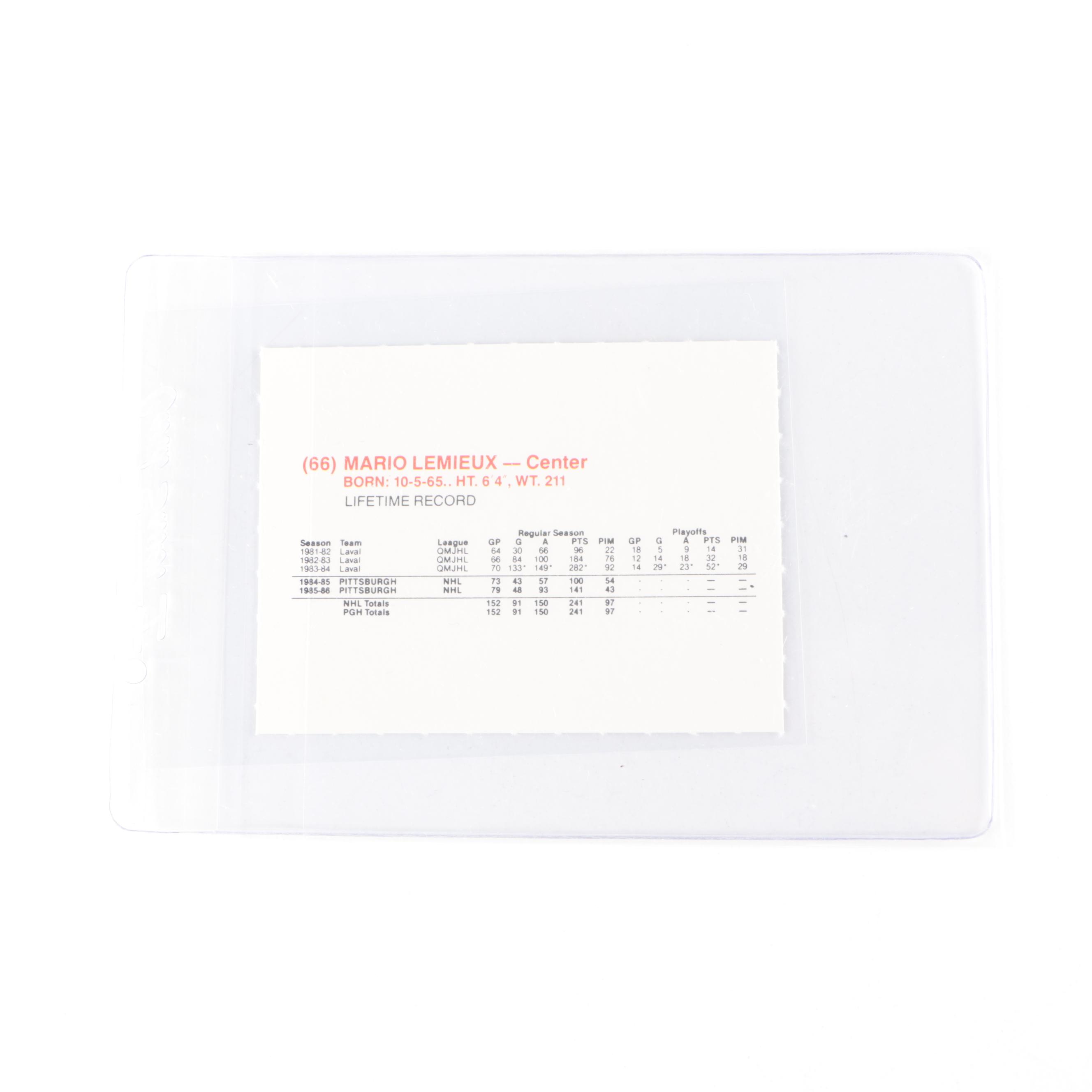 1986 Kodak Hockey Cards Including Mario Lemieux and More, Uncut Sheets