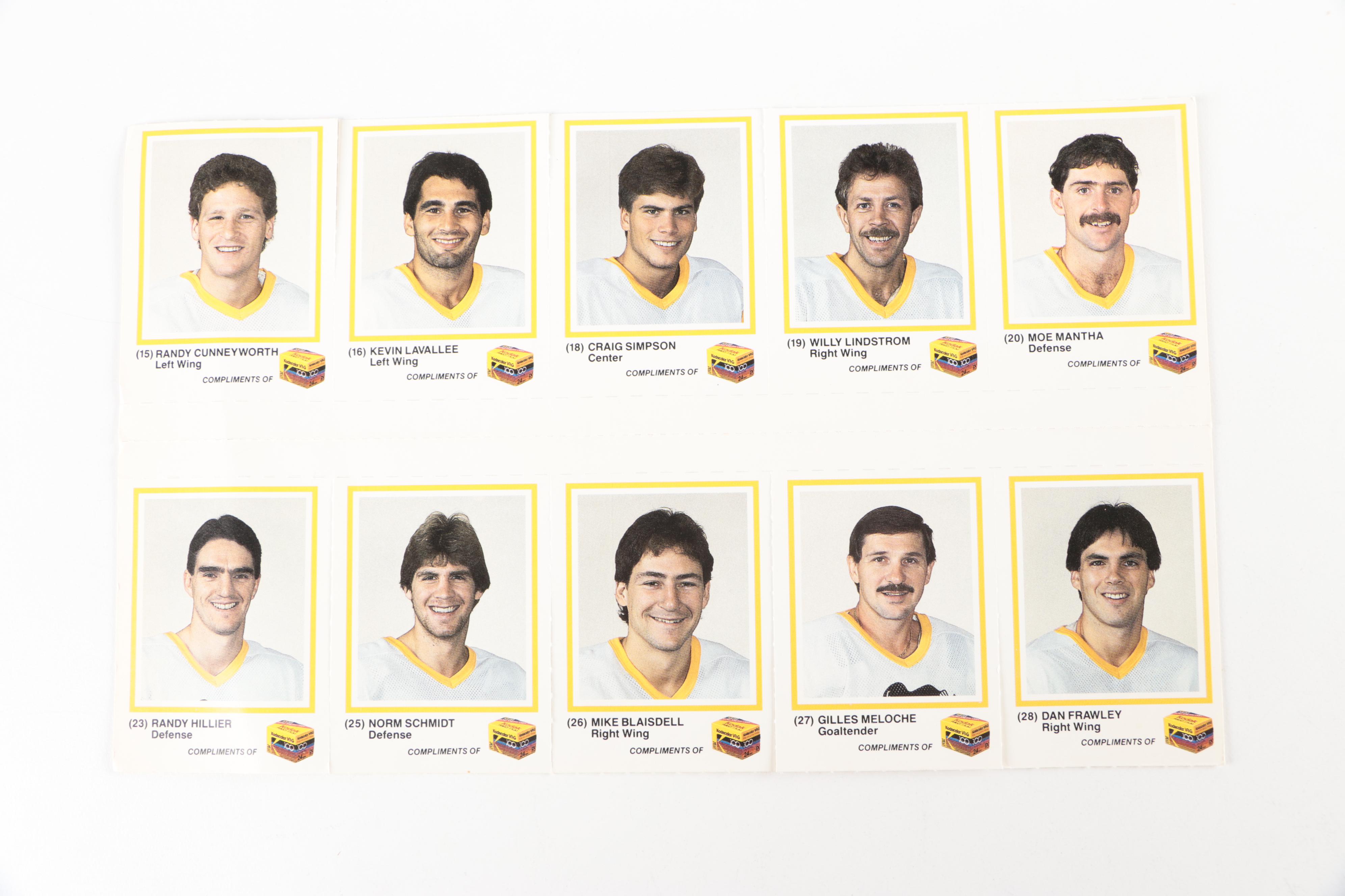 1986 Kodak Hockey Cards Including Mario Lemieux and More, Uncut Sheets