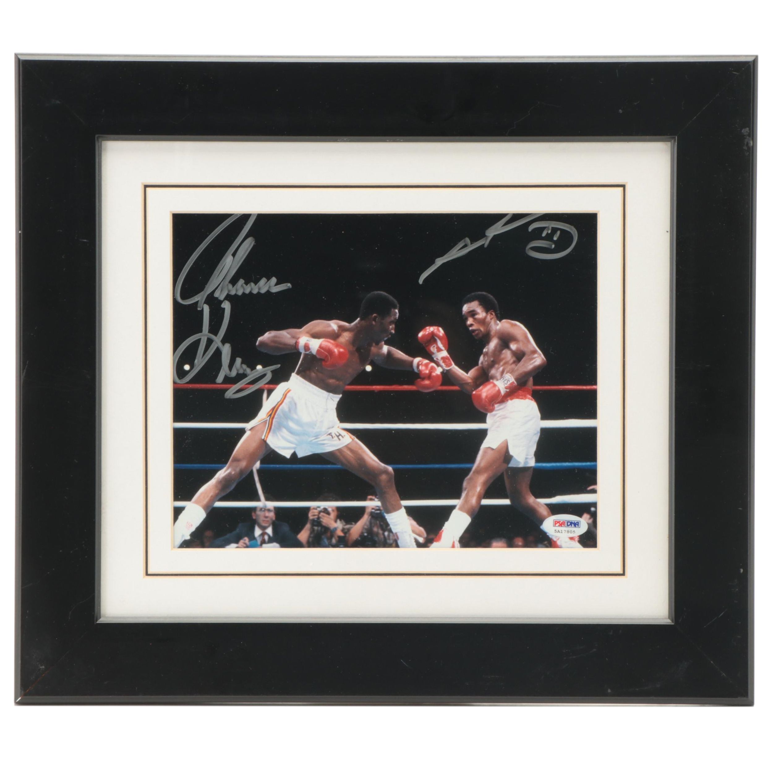 Thomas Hearns, Sugar Ray Leonard Signed Framed Giclée Print